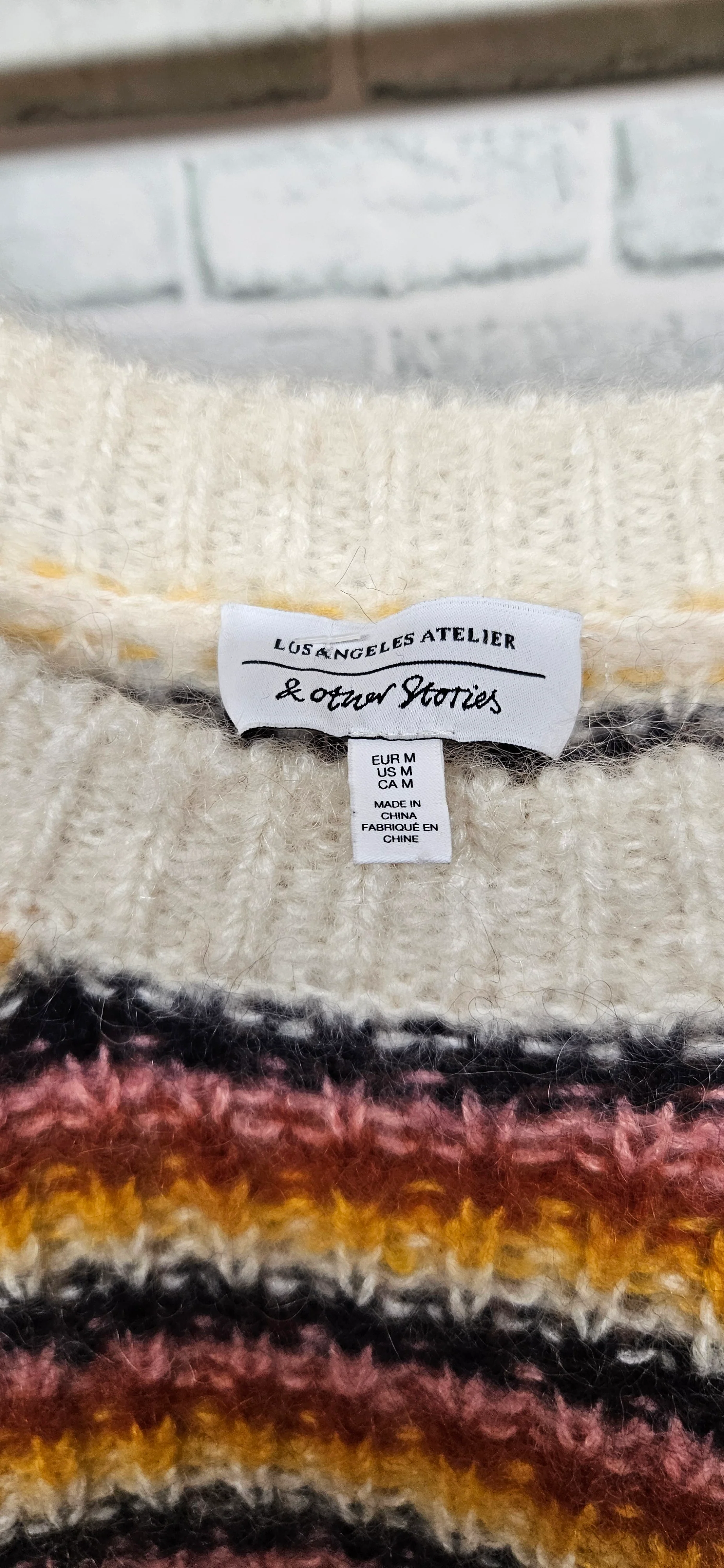 & Other Stories Wool Mohair Blend Stripe Jumper Size Medium - Image 2