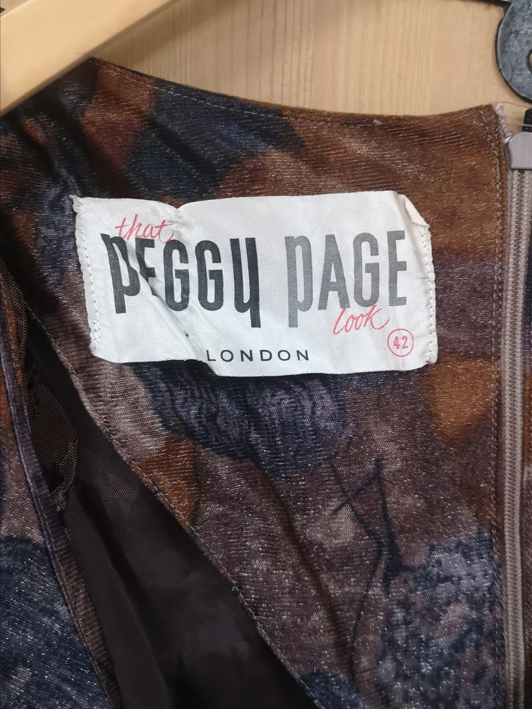 Peggy Page London Brown Silk Dress Size 14 - Image 3
