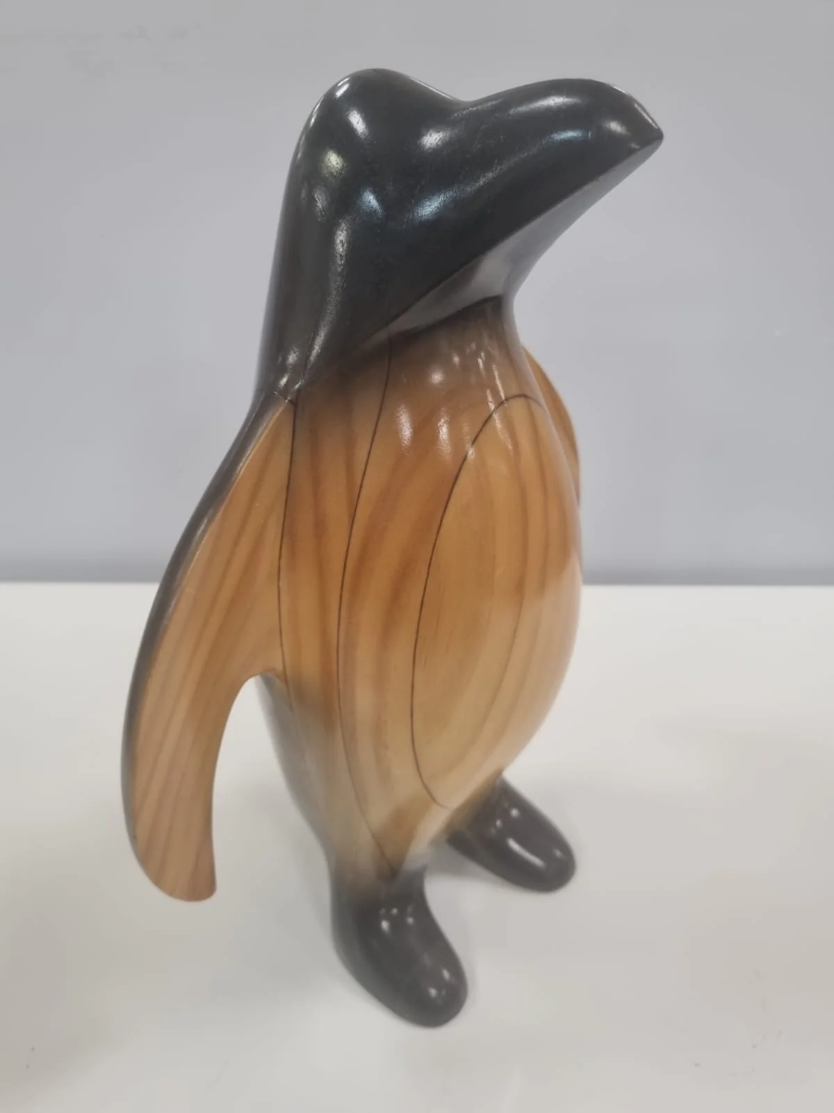 1970s Hand Carved Wooden Penguin Sculpture Vintage Bird Totem - Image 11