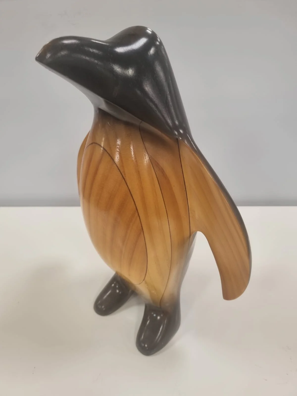 1970s Hand Carved Wooden Penguin Sculpture Vintage Bird Totem - Image 12
