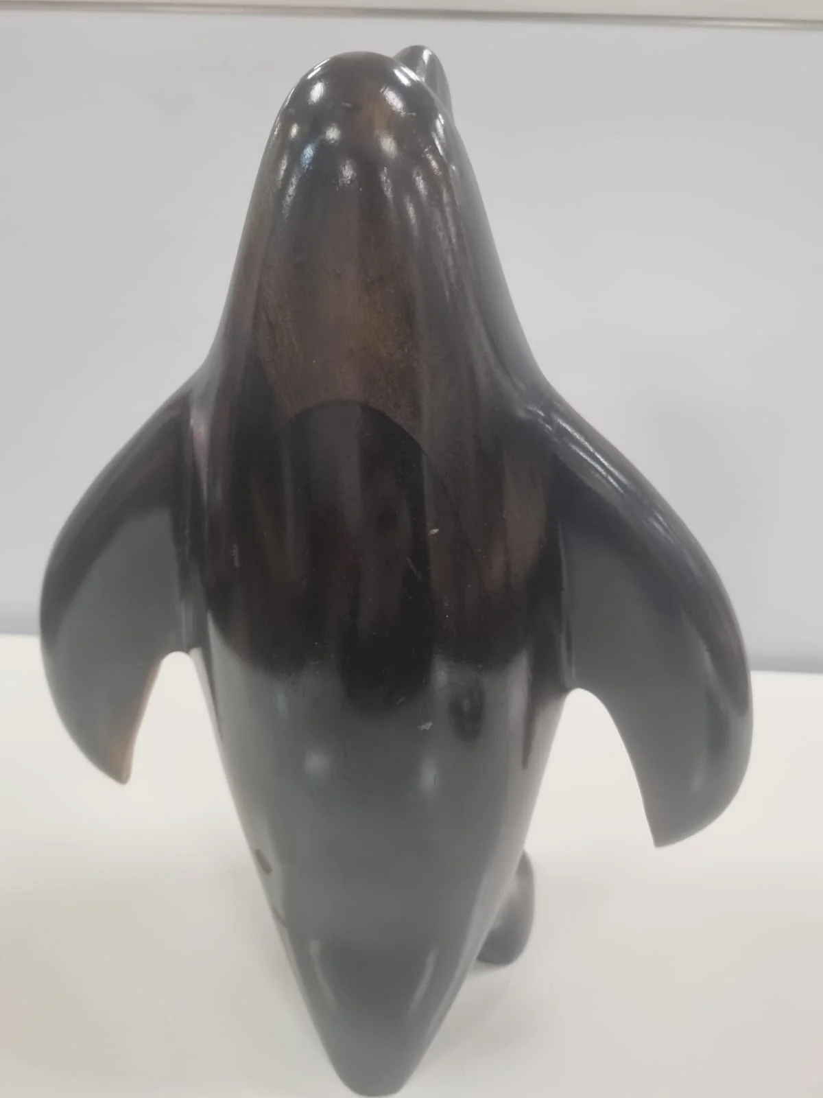 1970s Hand Carved Wooden Penguin Sculpture Vintage Bird Totem - Image 3