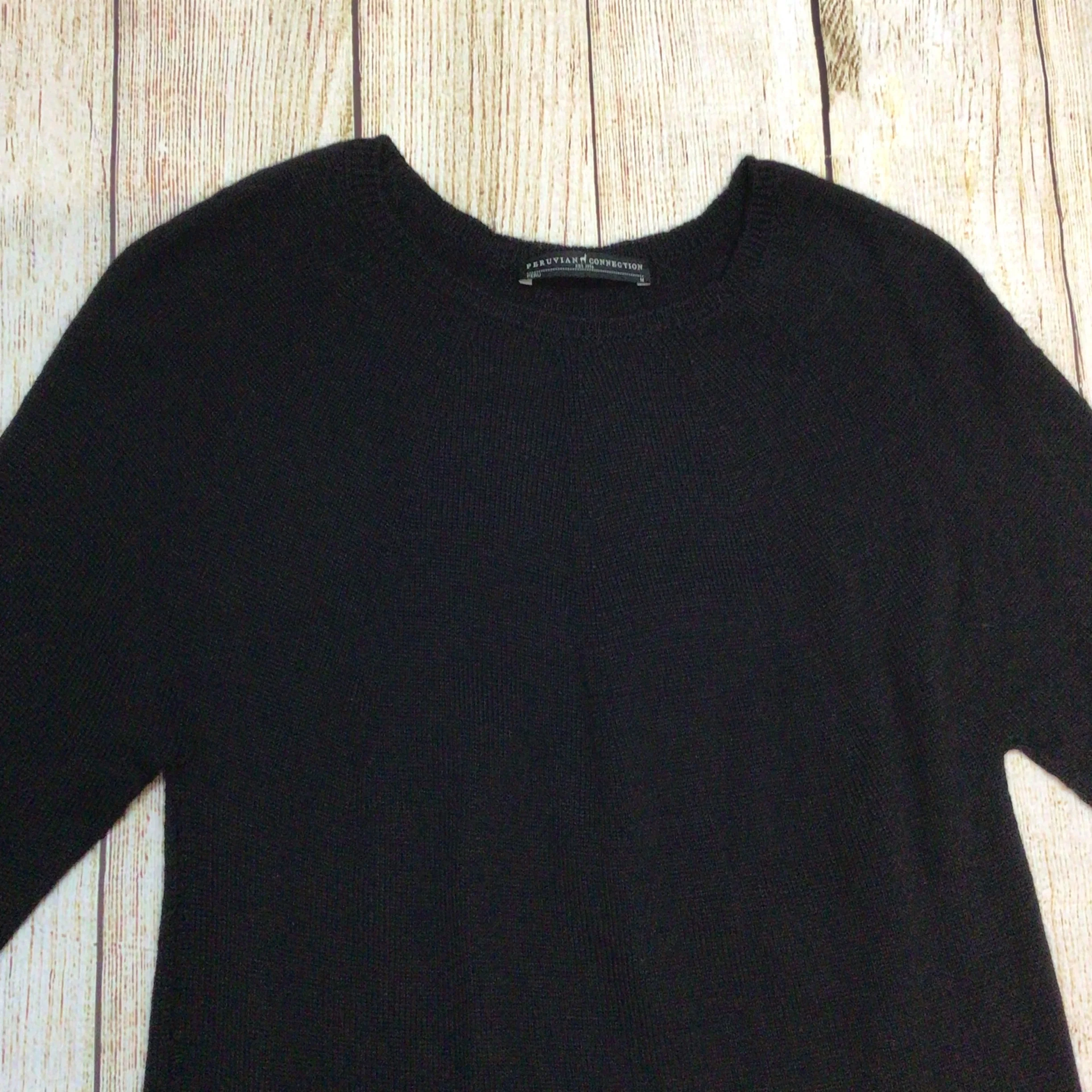 Peruvian Connection Black 100% Royal Alpaca Jumper Size M - Image 3