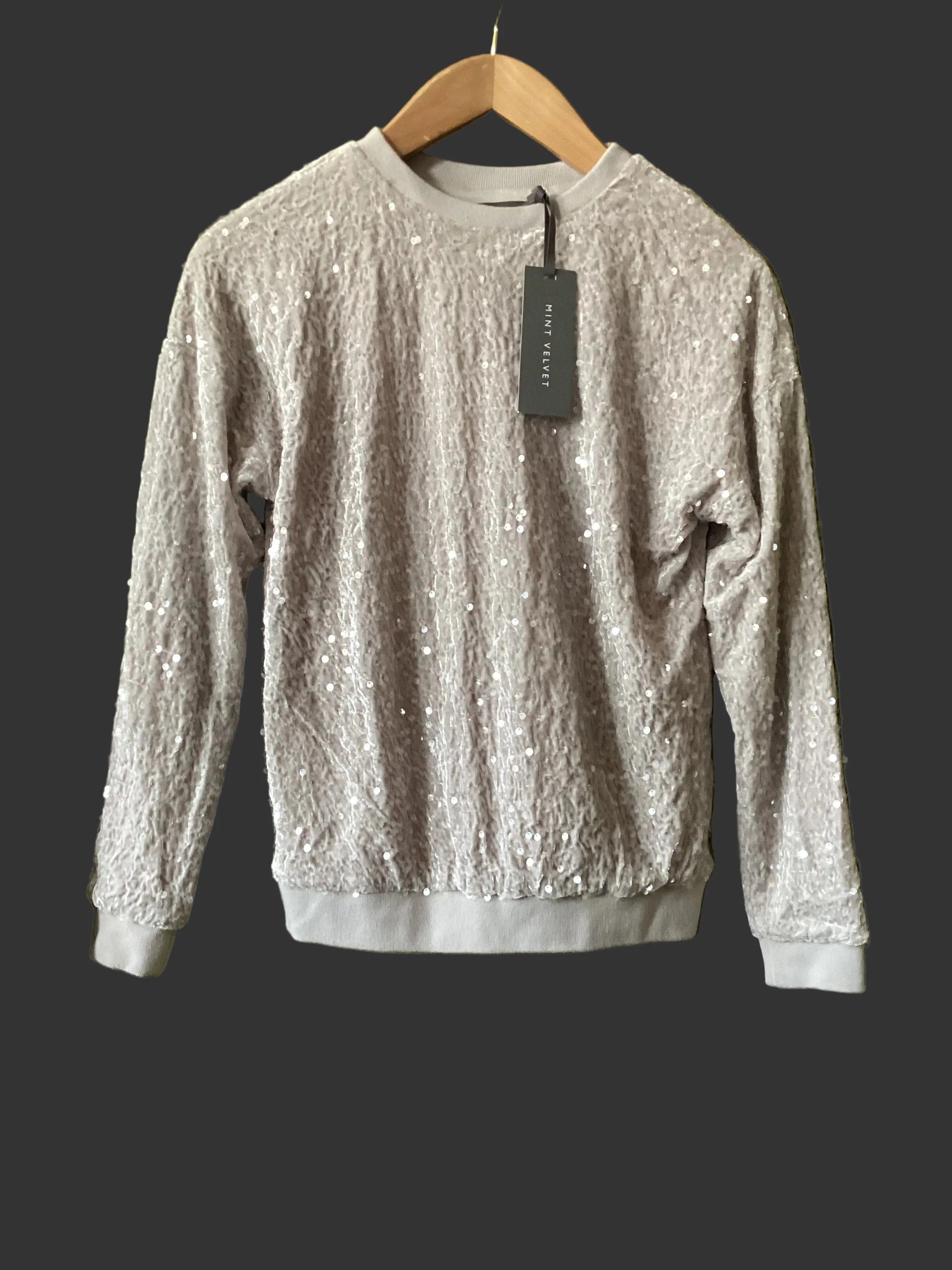 Mint Velvet Silver Sequin Sweatshirt Size XS