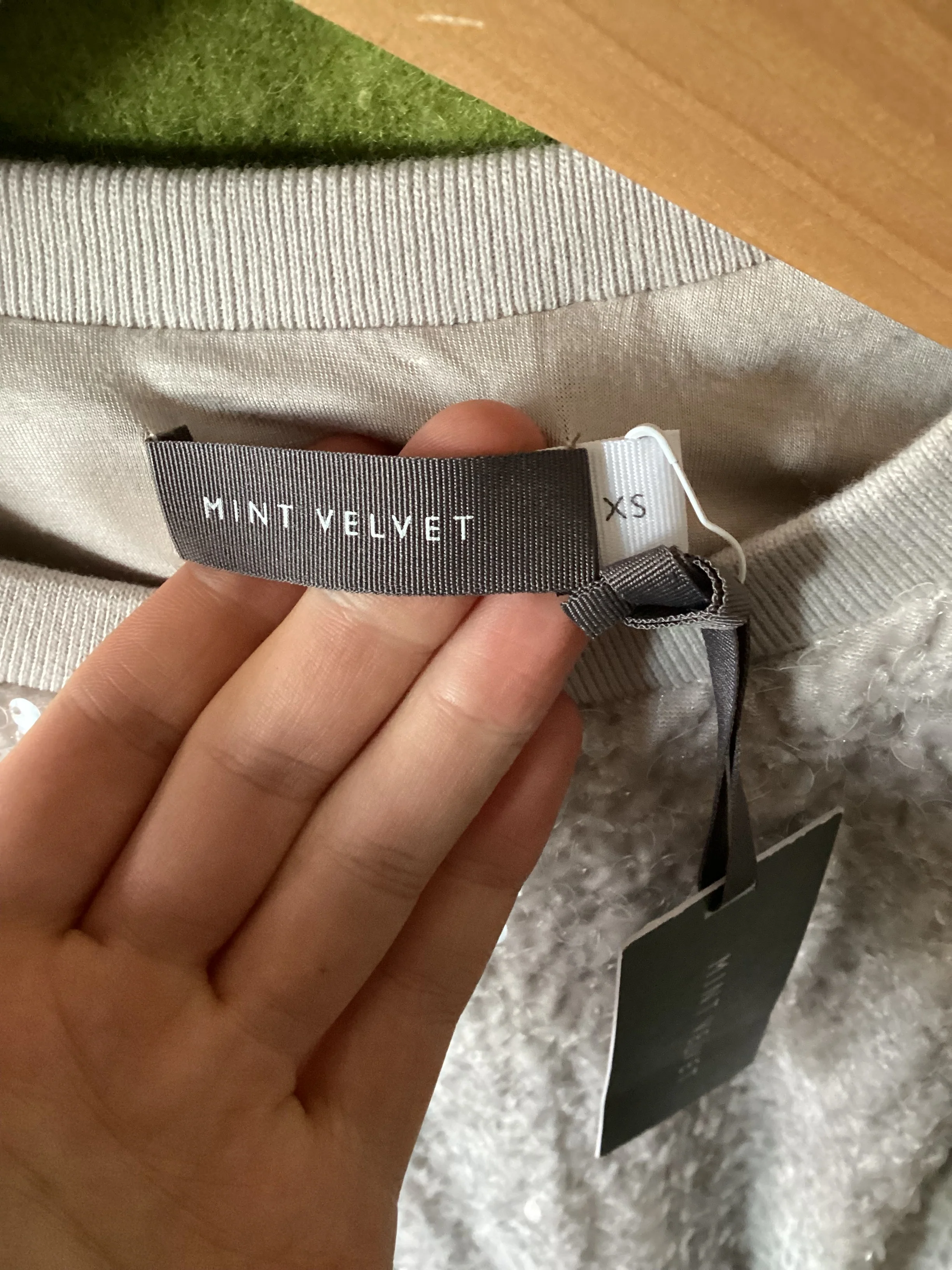 Mint Velvet Silver Sequin Sweatshirt Size XS - Image 4