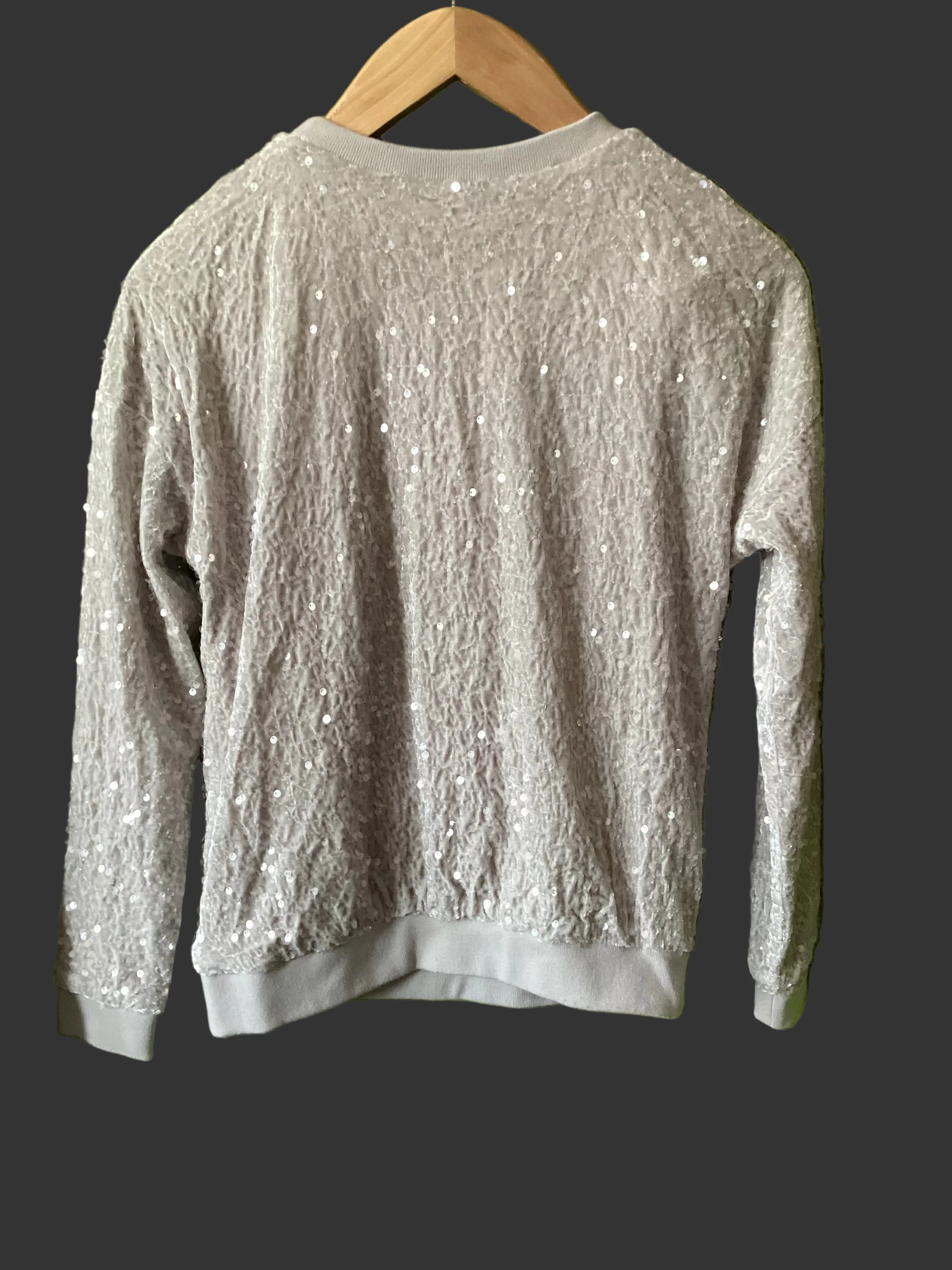 Mint Velvet Silver Sequin Sweatshirt Size XS - Image 5