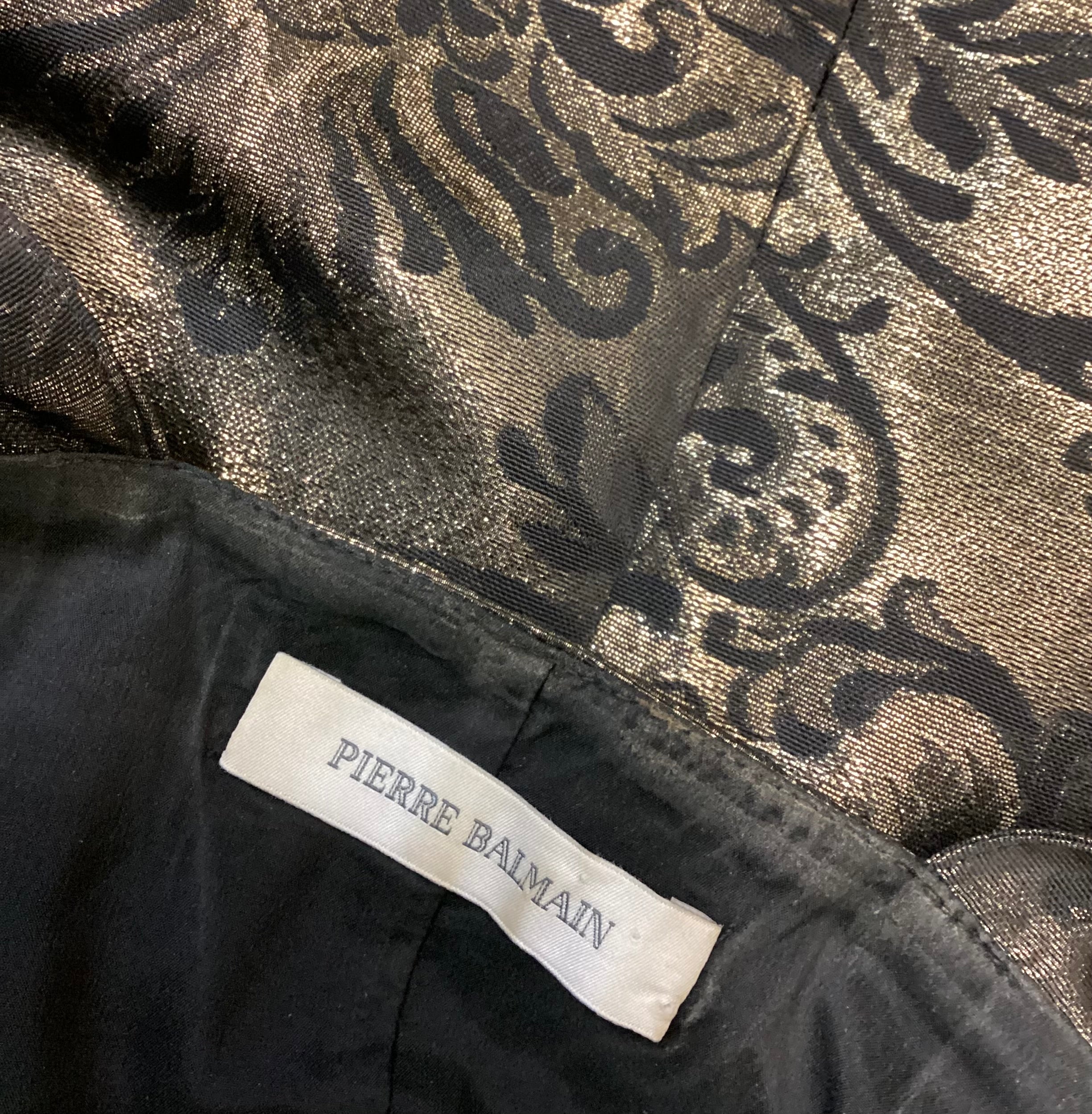 Pierre Balmain Vintage Black and Gold Mini Dress size XS - Image 3