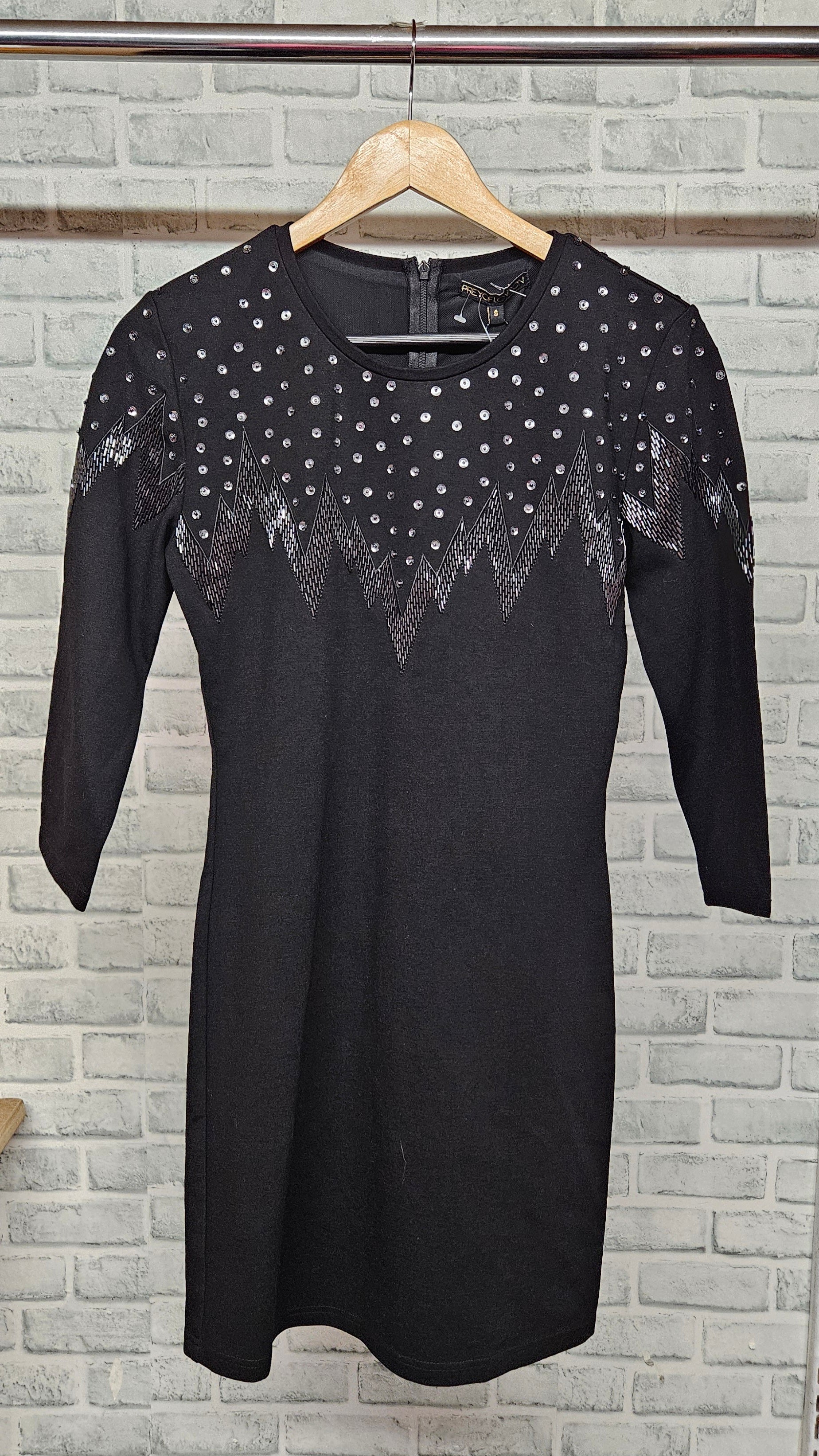 Prey Of London Black Sequin Mini Dress Size Small BNWT