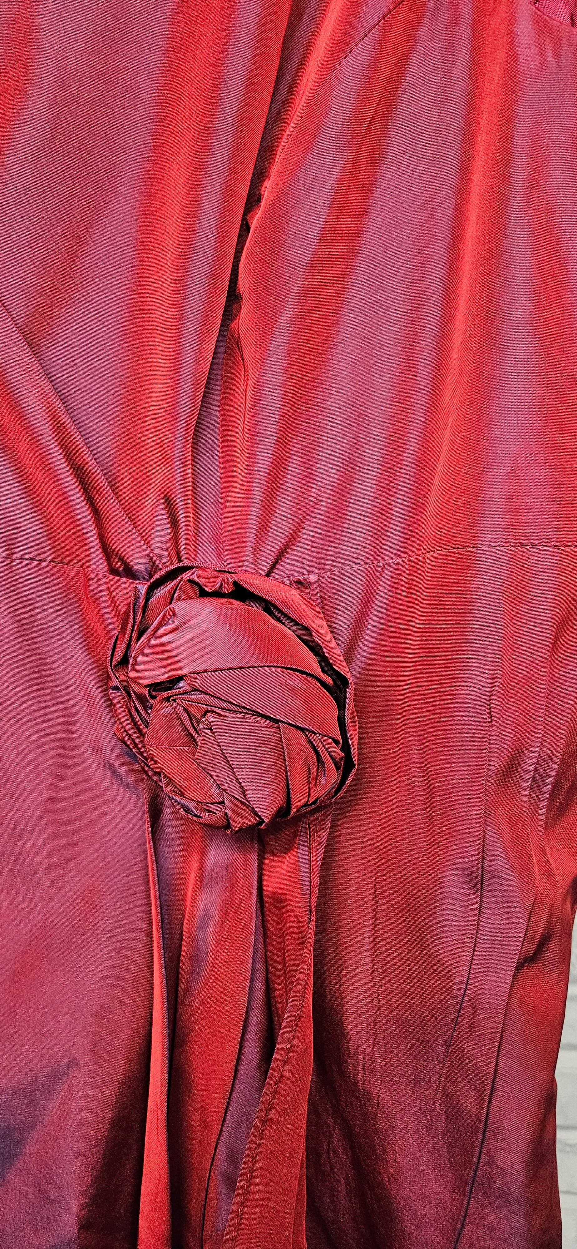 Debut Wine Red V-Neck Taffeta Maxi Dress Size 18 - Image 3
