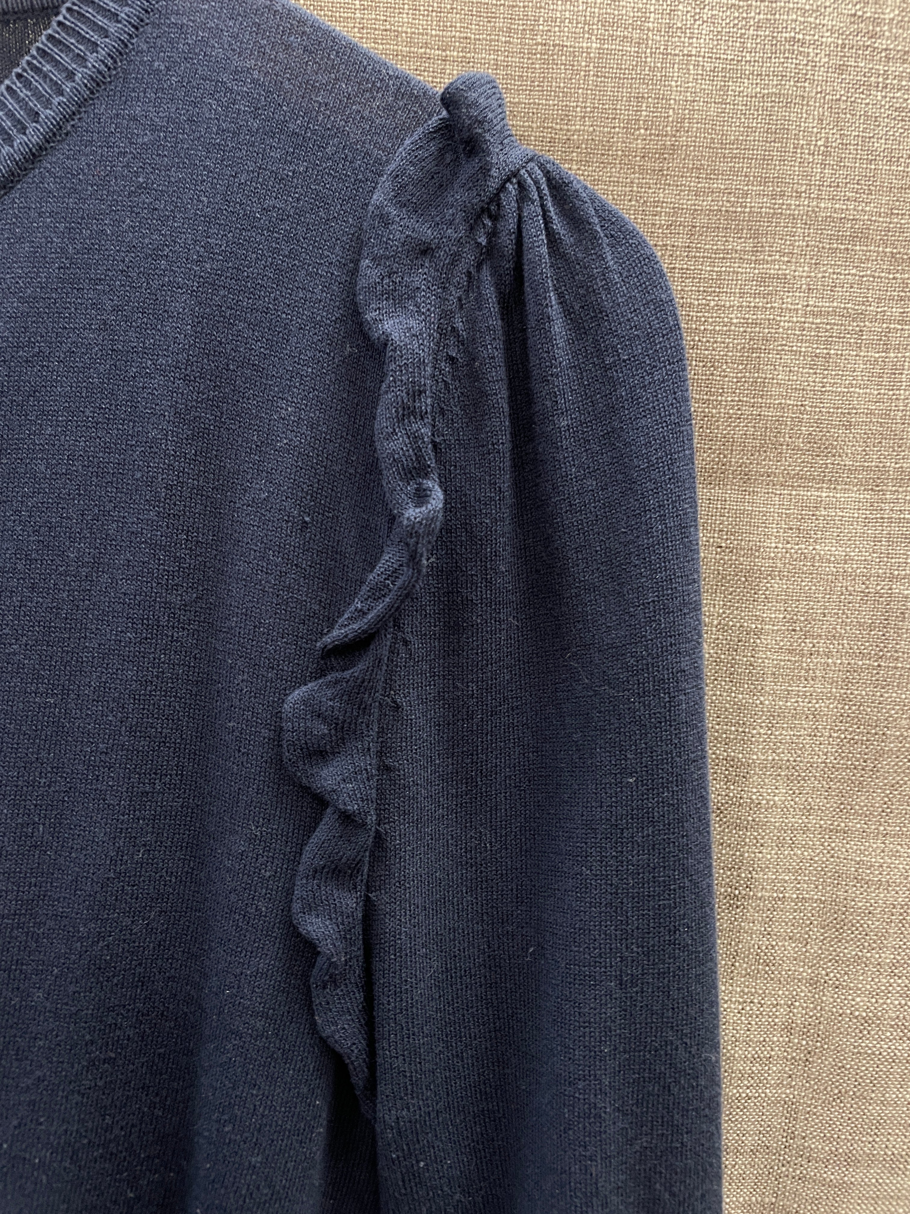 Red Valentino Navy Long Sleeve Broderie Anglaise Detail Cardigan Small - Image 3