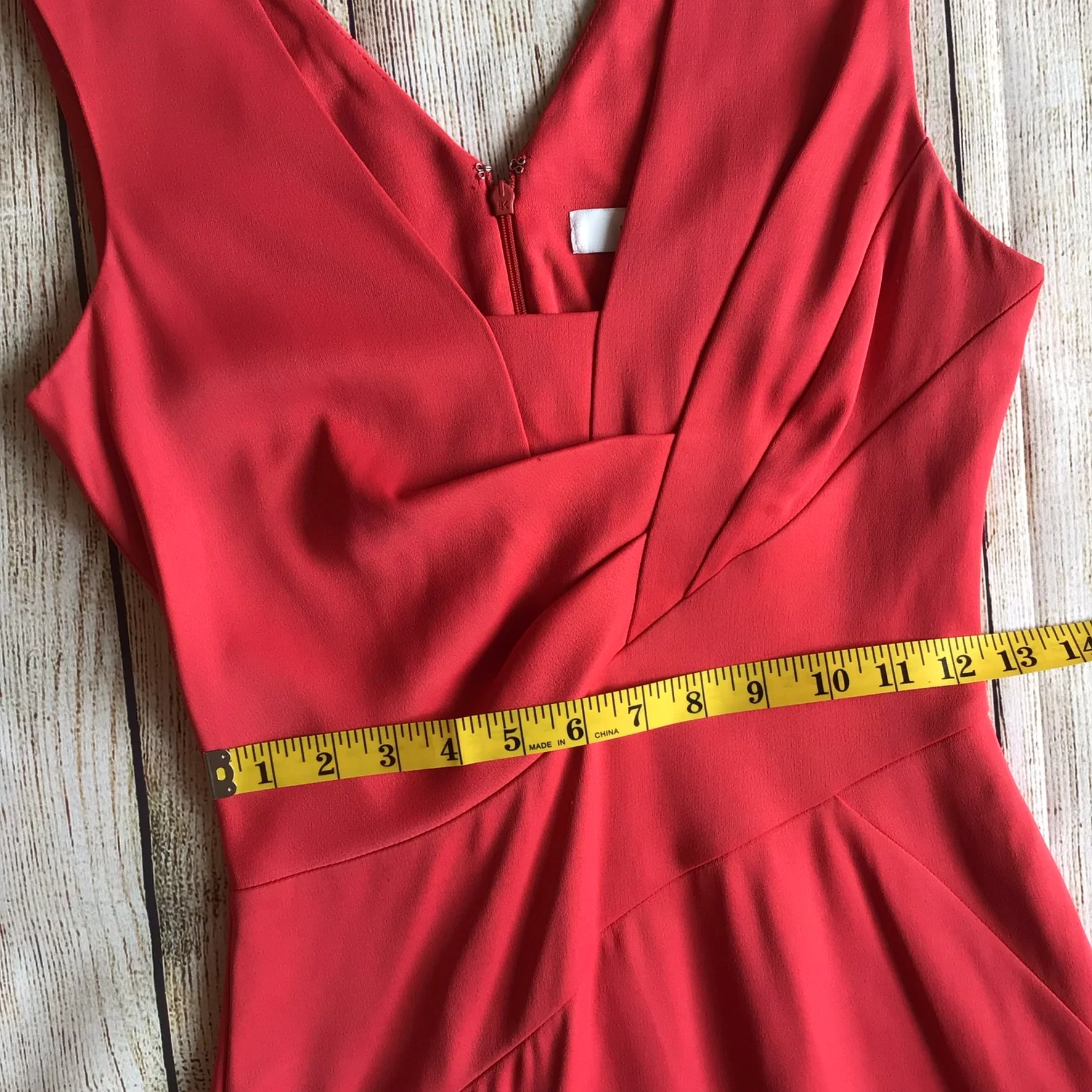 Reiss Coral Pink Orange V Neck Pencil Dress Size 6 UK - Image 11