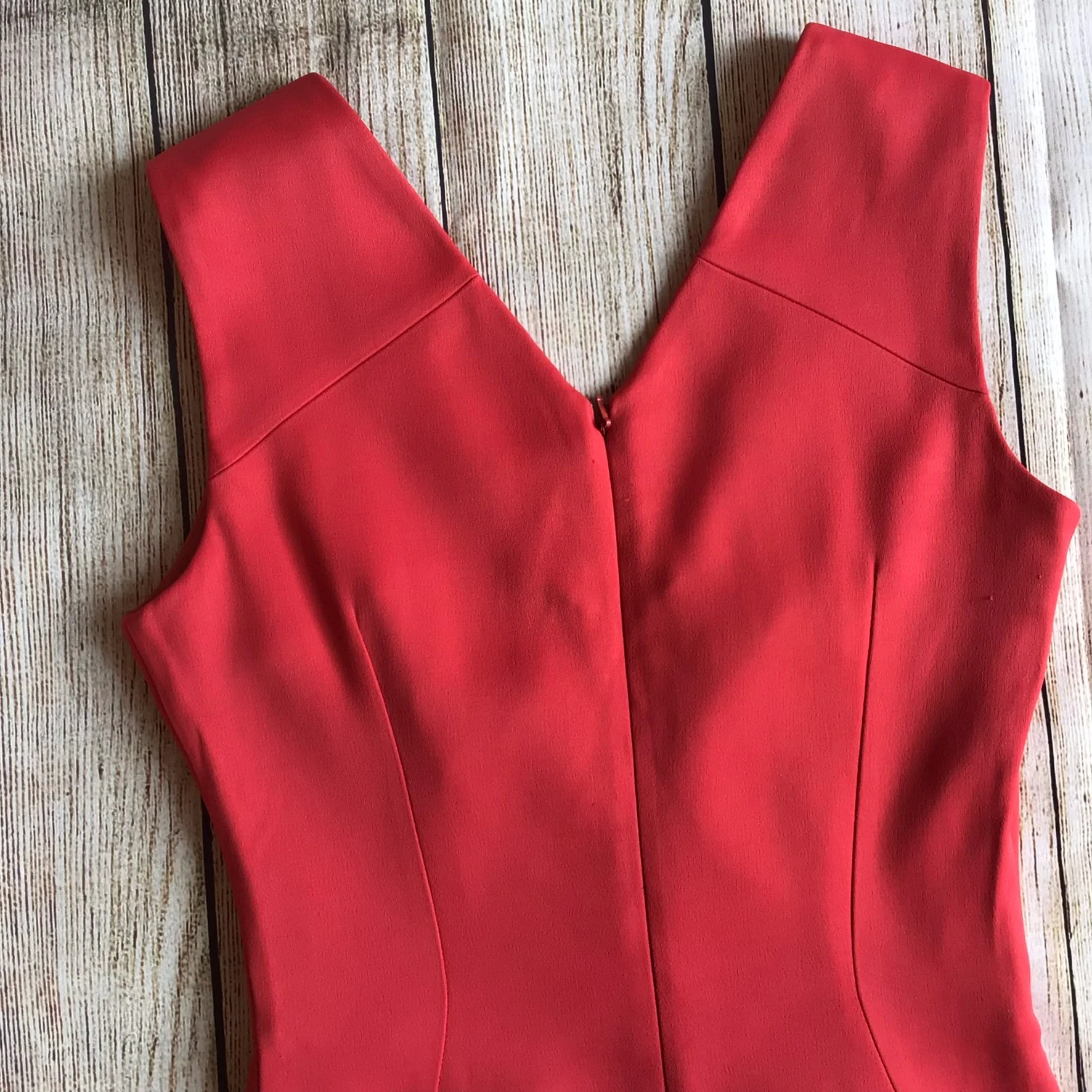 Reiss Coral Pink Orange V Neck Pencil Dress Size 6 UK - Image 6