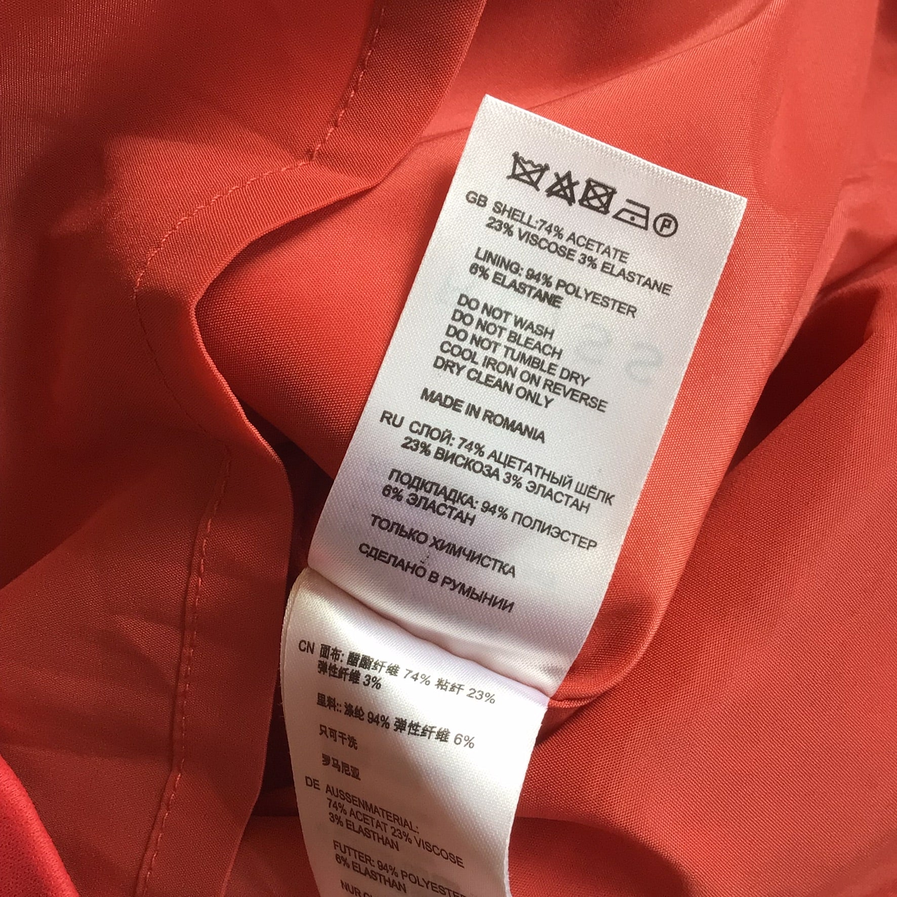 Reiss Coral Pink Orange V Neck Pencil Dress Size 6 UK - Image 8