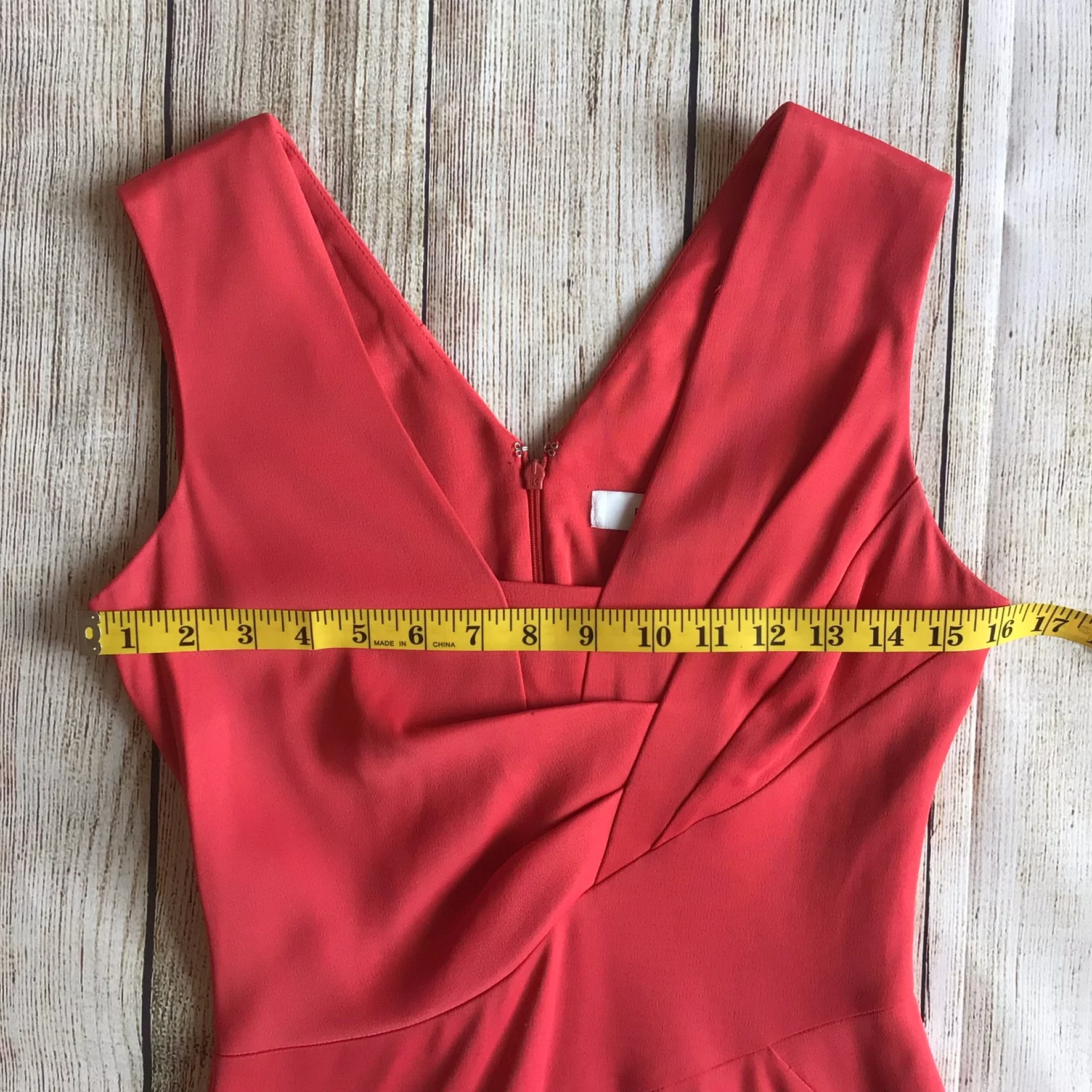 Reiss Coral Pink Orange V Neck Pencil Dress Size 6 UK - Image 9