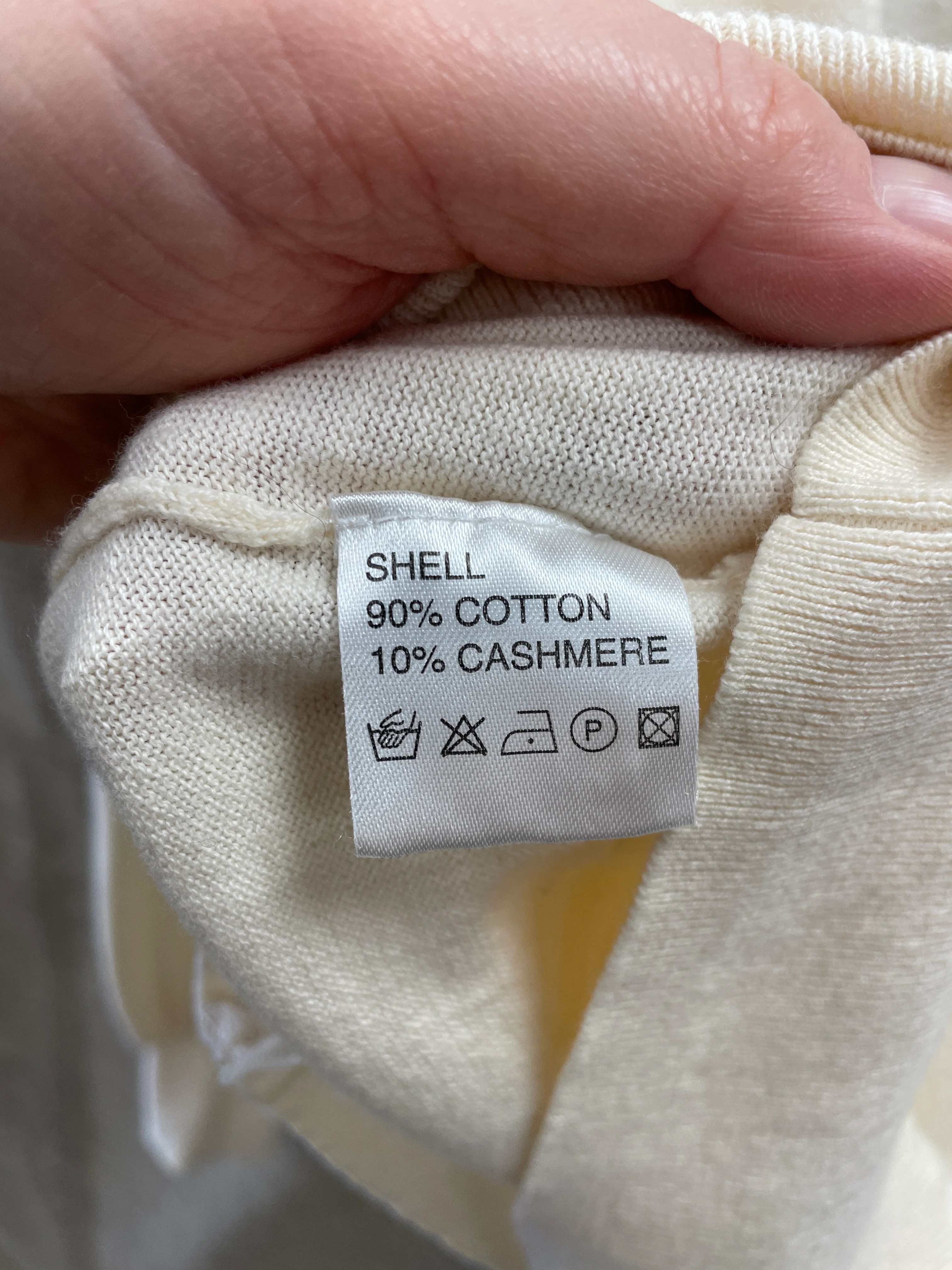 Reiss Cream Ruffle Pocket Detail Cotton Cashmere Long Sleeve Cardigan Large - Image 6