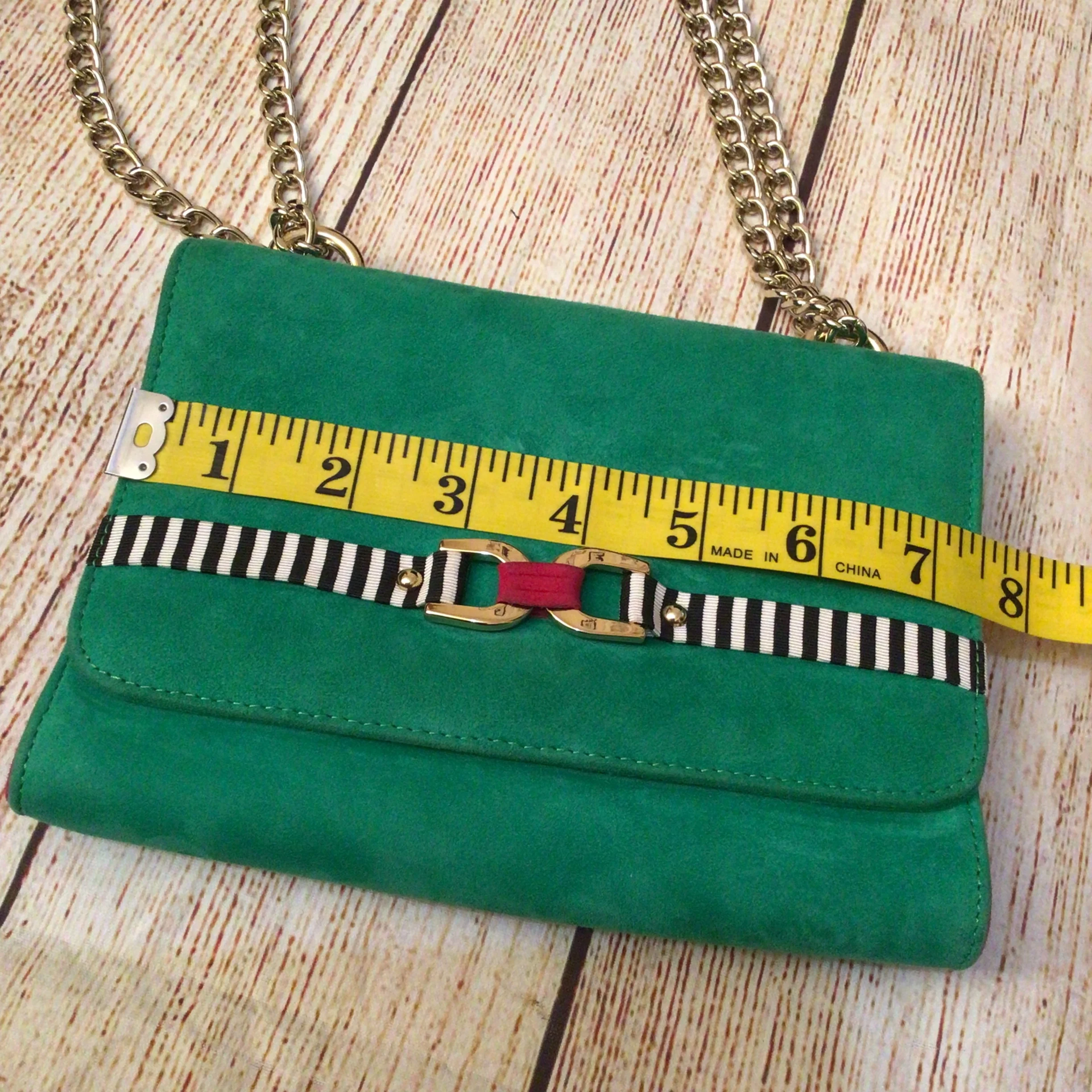 Russell & Bromley Green & Pink Chain Leather Clutch Bag w/Dustbag - Image 10