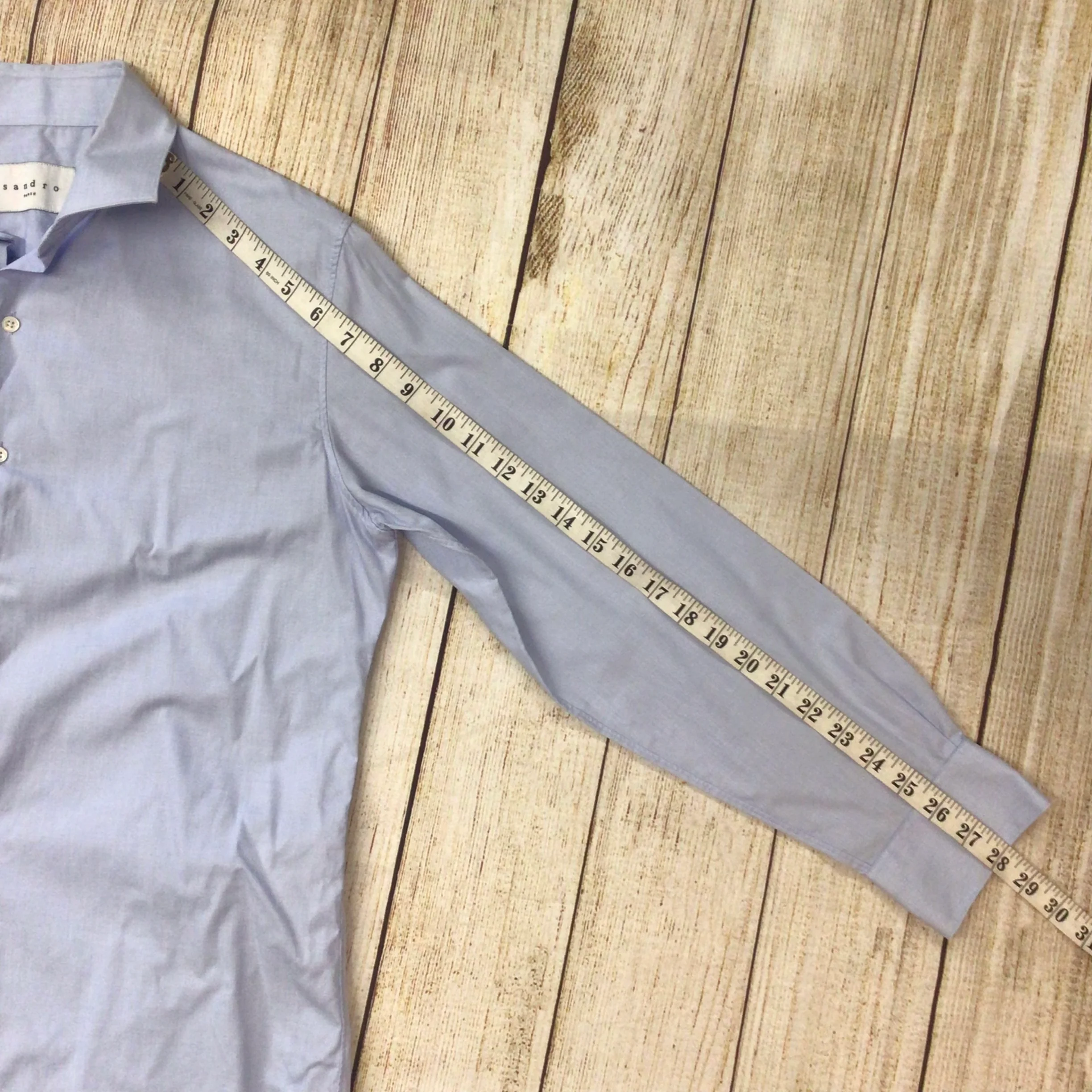 Sandro Paris Light Blue 100% Cotton Long Sleeve Shirt Size 39 (on label) - Image 11