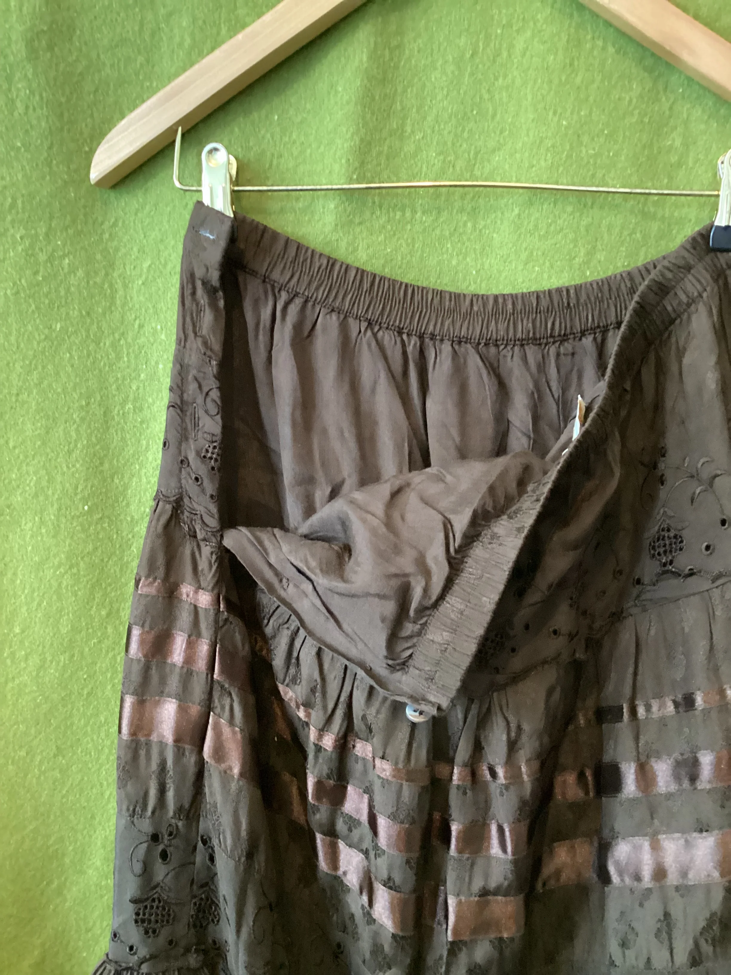 Schiaparelli Noa Noa Brown Frilled Skirt Size M - Image 4
