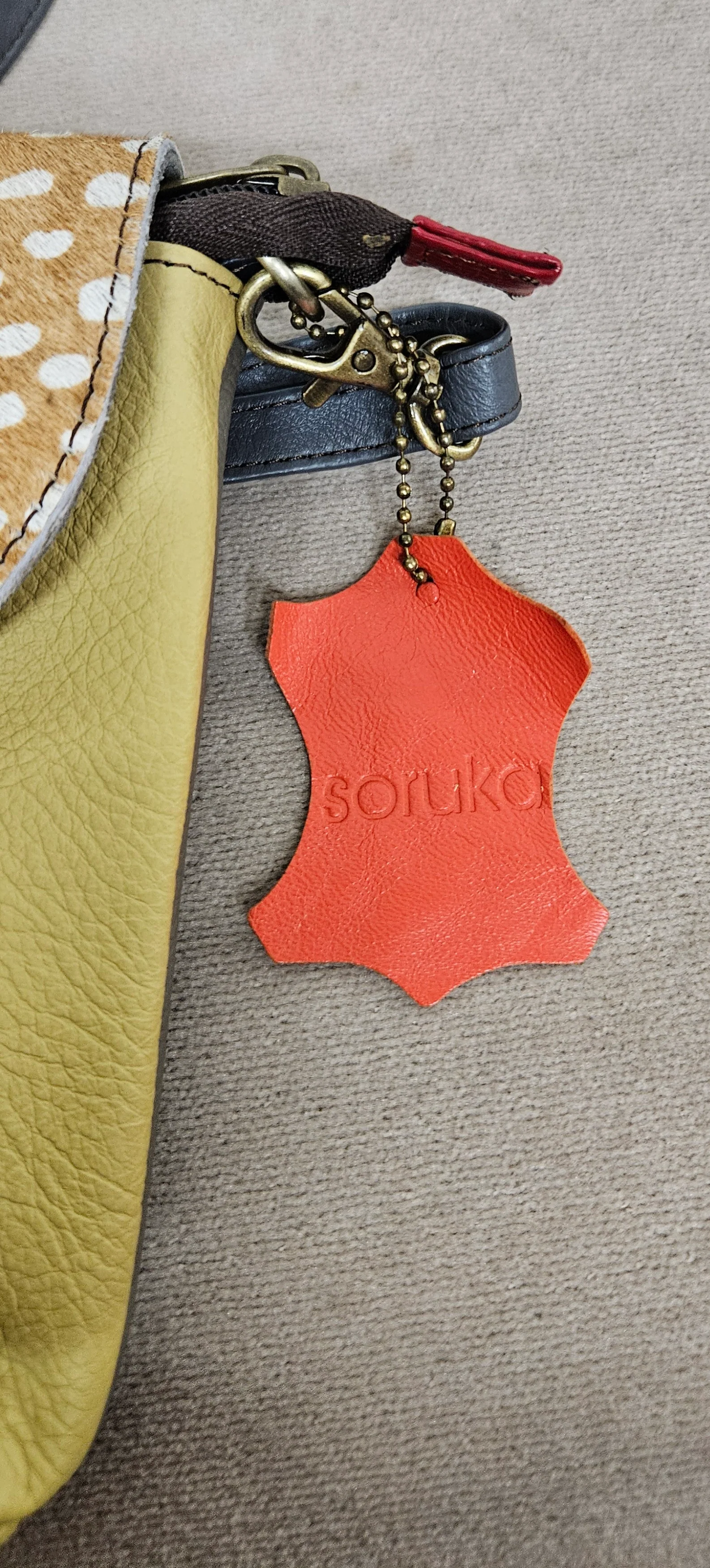 Soruka Leather Yellow Deer Print Envelope Clutch Cross Body Bag with Adjustable Strap BNWT - Image 5