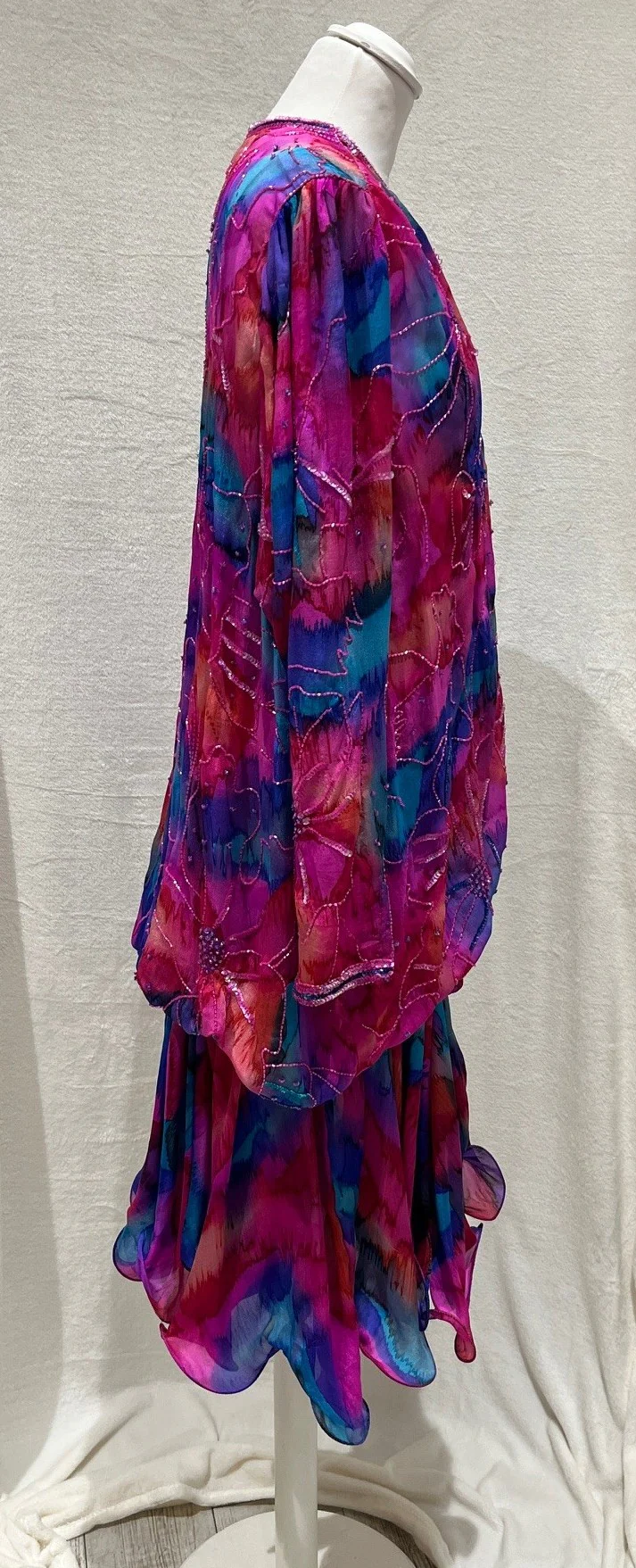 Vintage 1980s–90s Handmade 100% Silk Beaded Dress Size S - Image 2