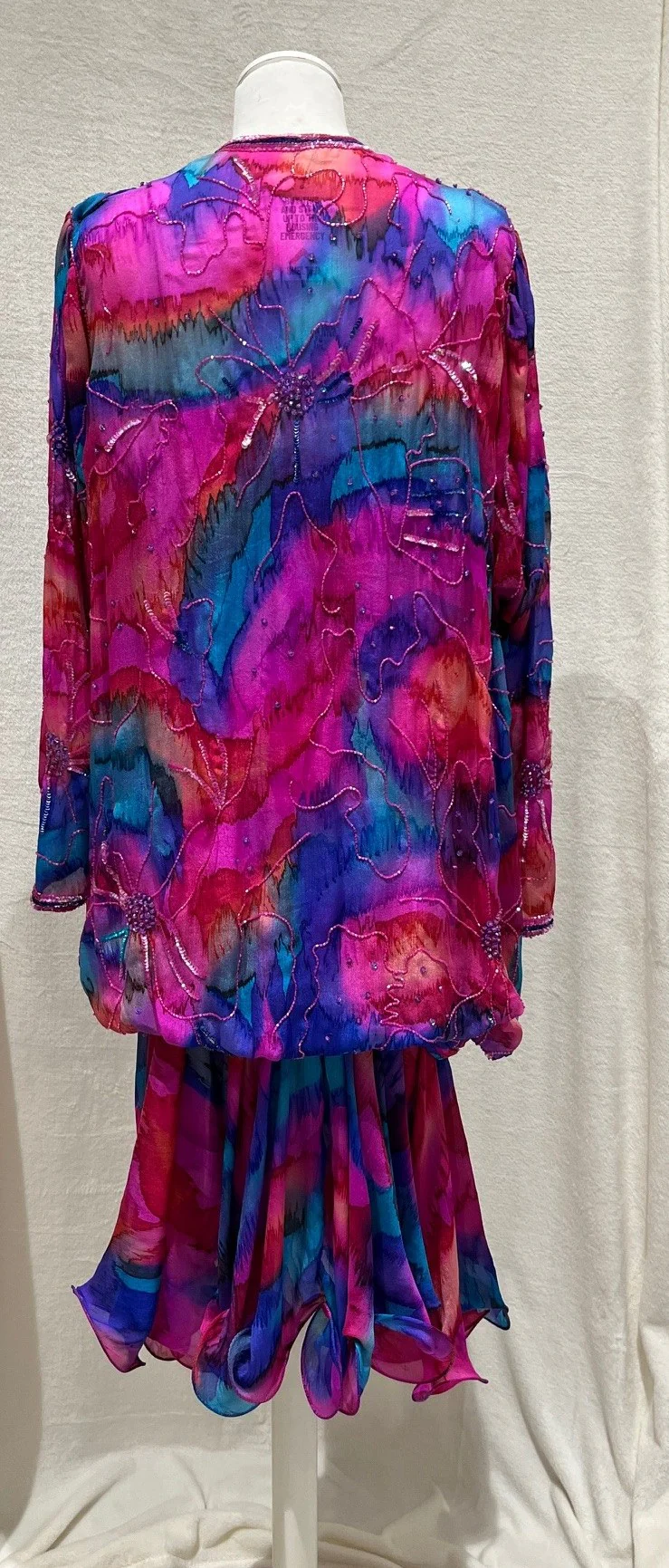 Vintage 1980s–90s Handmade 100% Silk Beaded Dress Size S - Image 3
