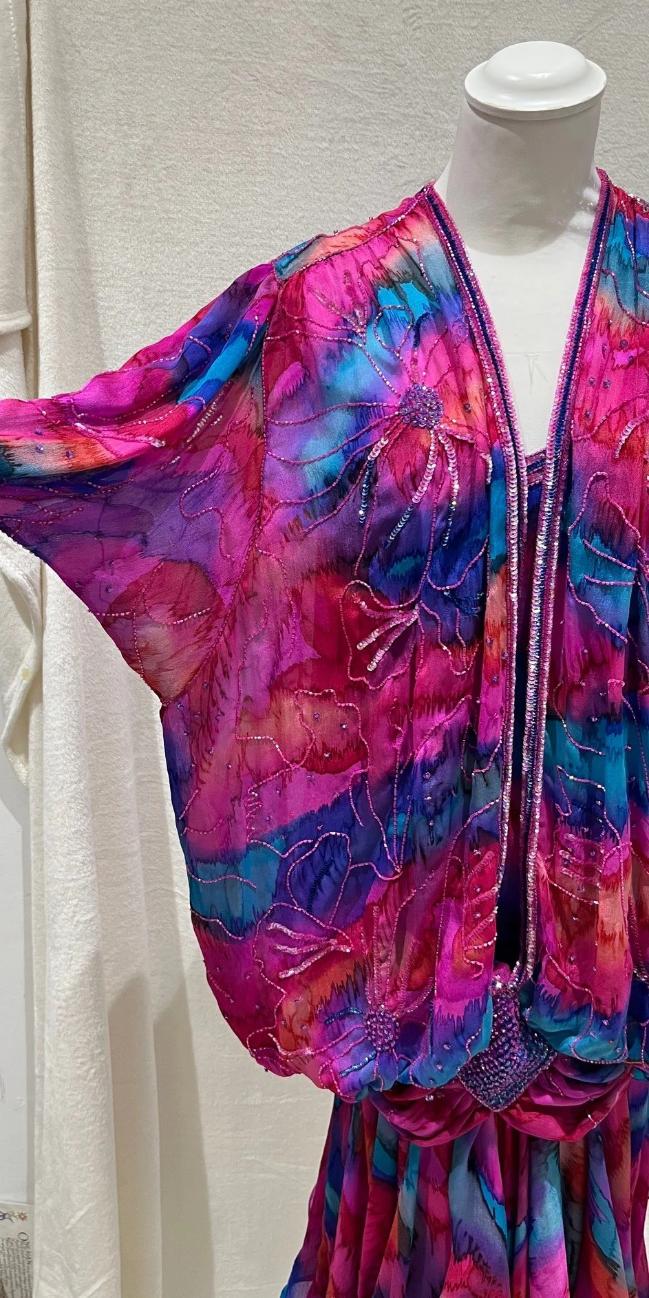 Vintage 1980s–90s Handmade 100% Silk Beaded Dress Size S - Image 6