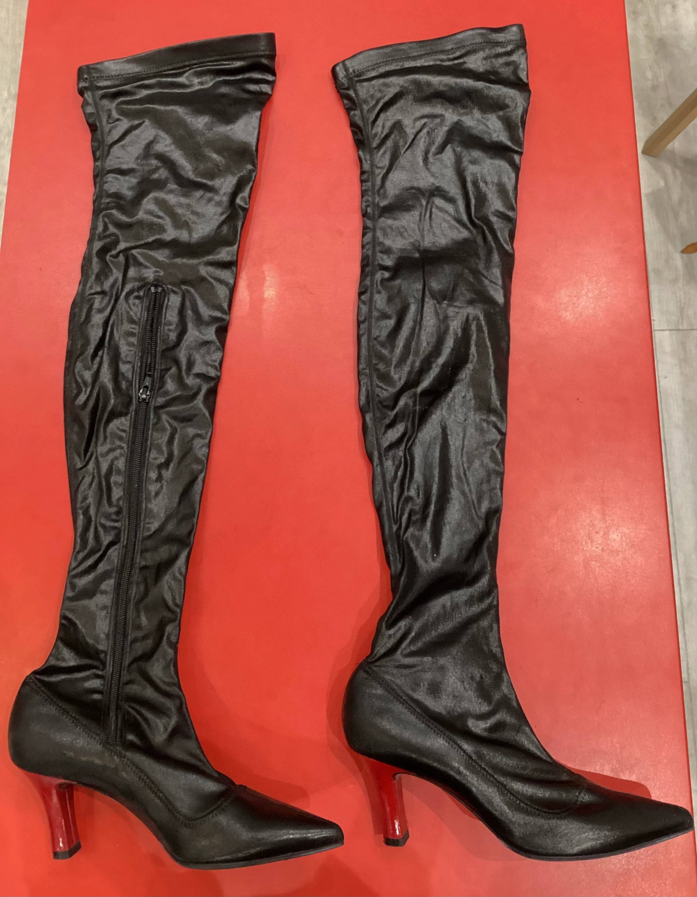 Stella McCartney Black Red Long Boots Size 39.5