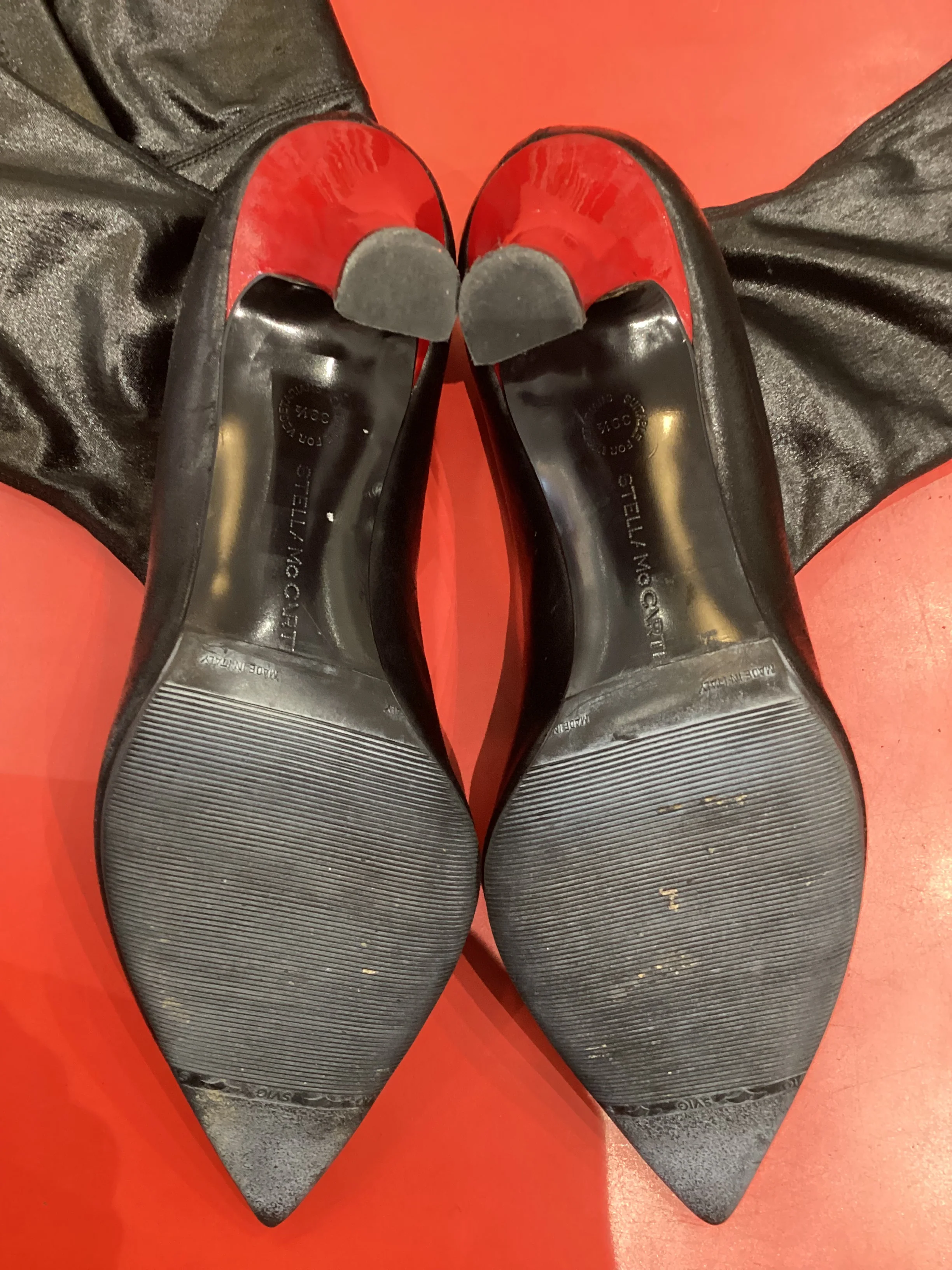 Stella McCartney Black Red Long Boots Size 39.5 - Image 5