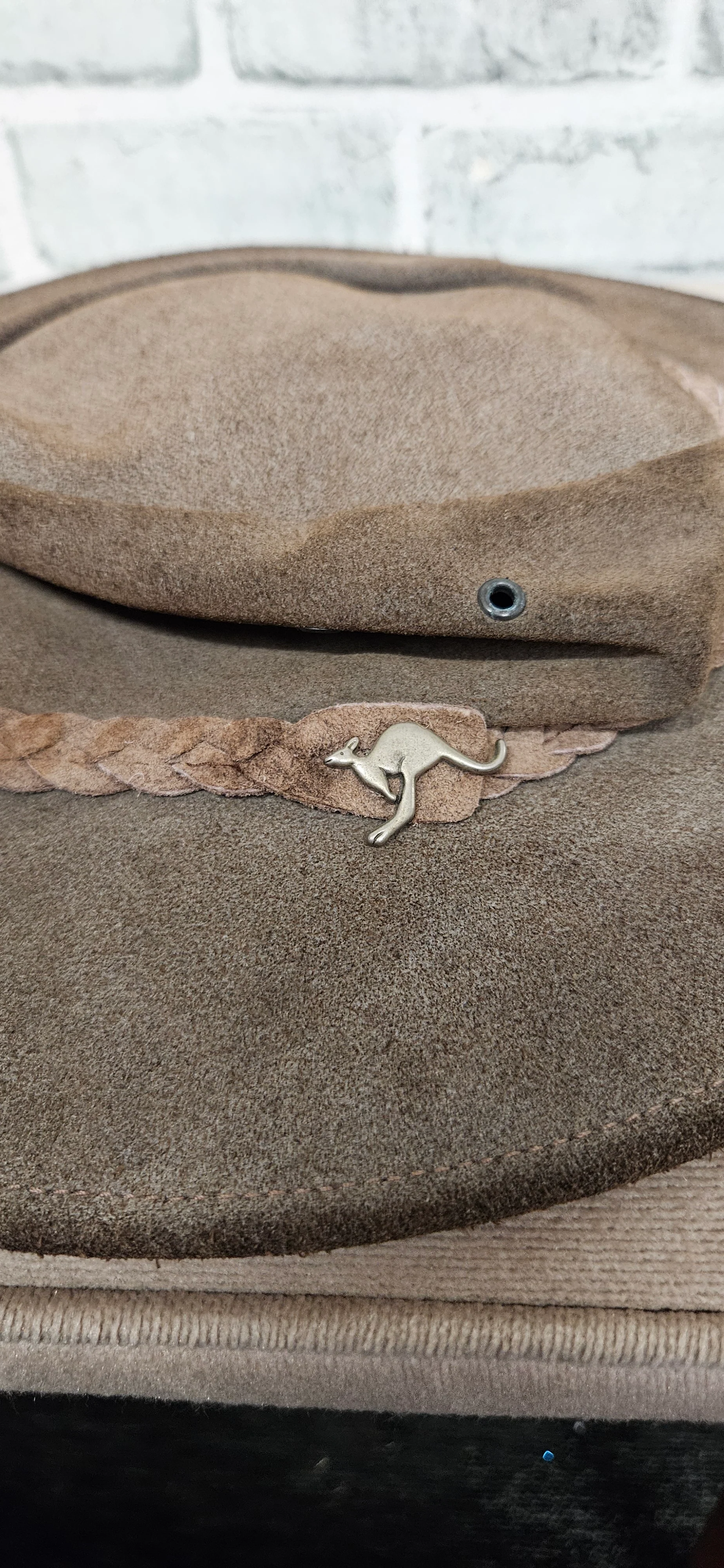 Tayberry Company Brown Leather Outback Cowboy Hat Size Large - Image 3
