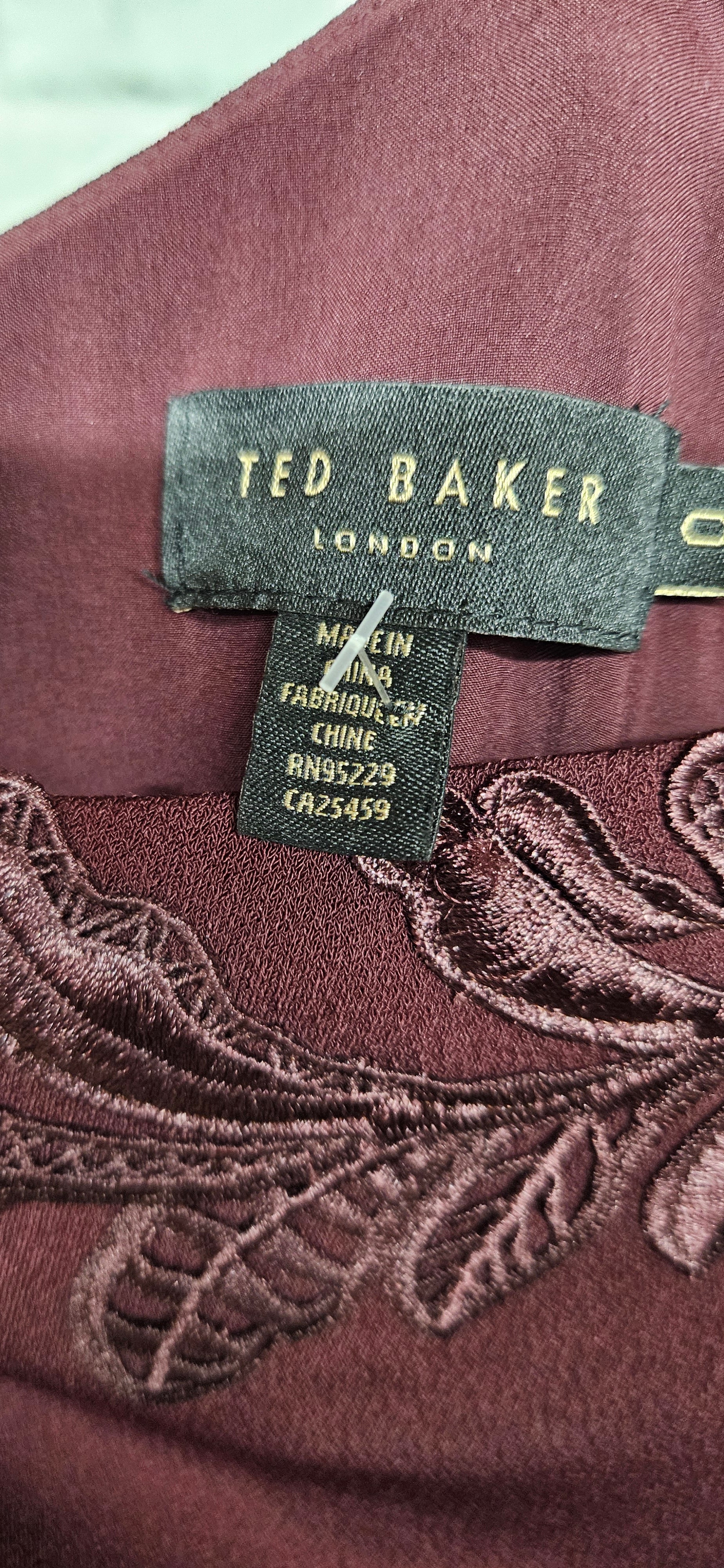 Ted Baker One Shoulder Lace Trim Burgundy Bodycon Dress Size 0 - Image 3