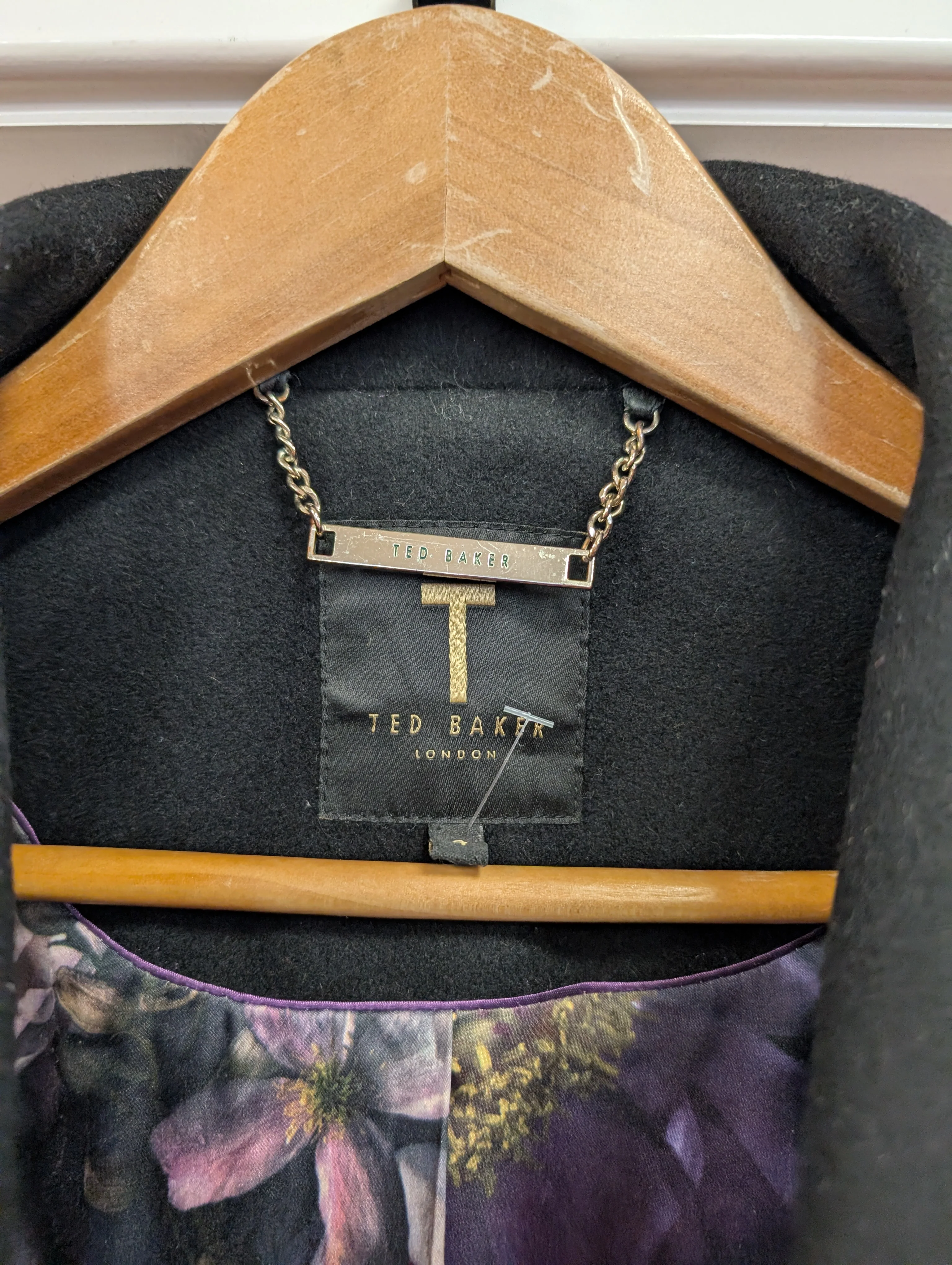 Ted Baker Black Wool Blend Long Coat Size XS - Image 2