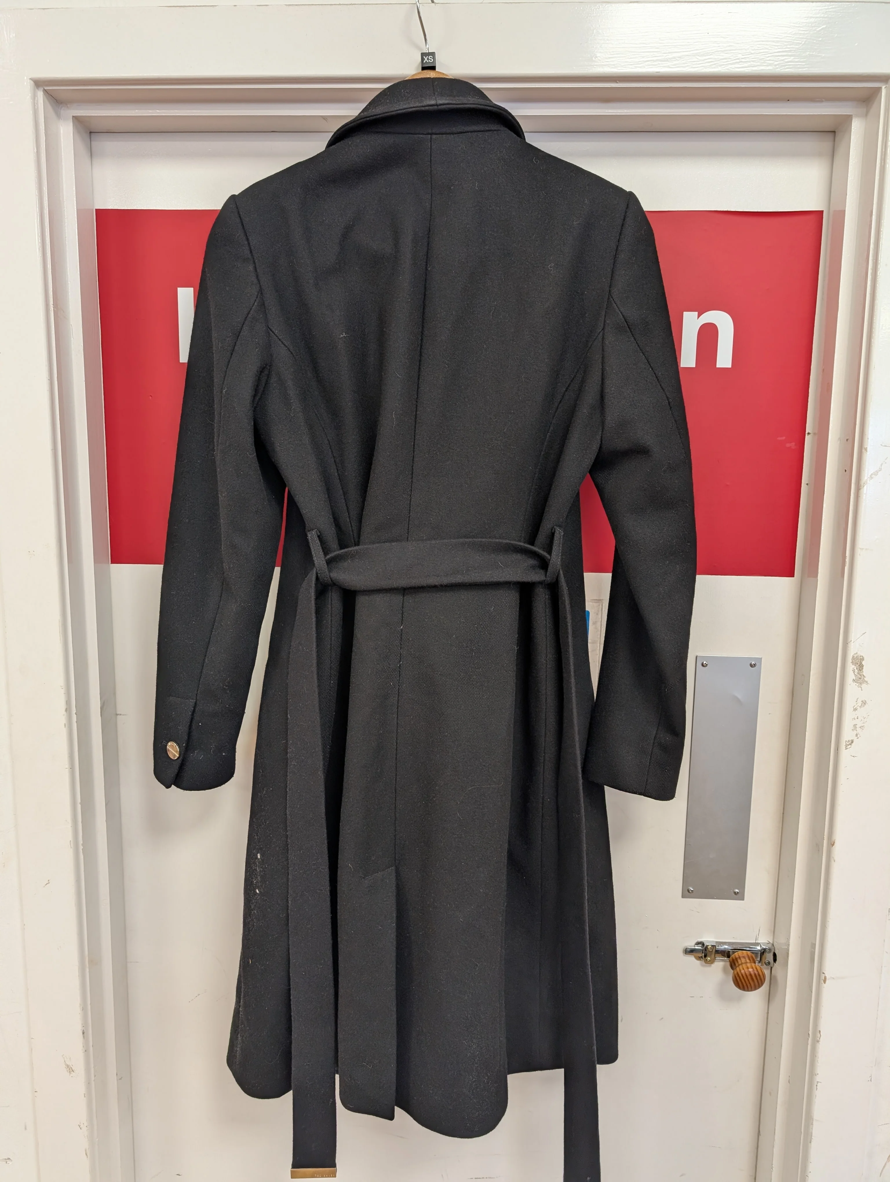 Ted Baker Black Wool Blend Long Coat Size XS - Image 3