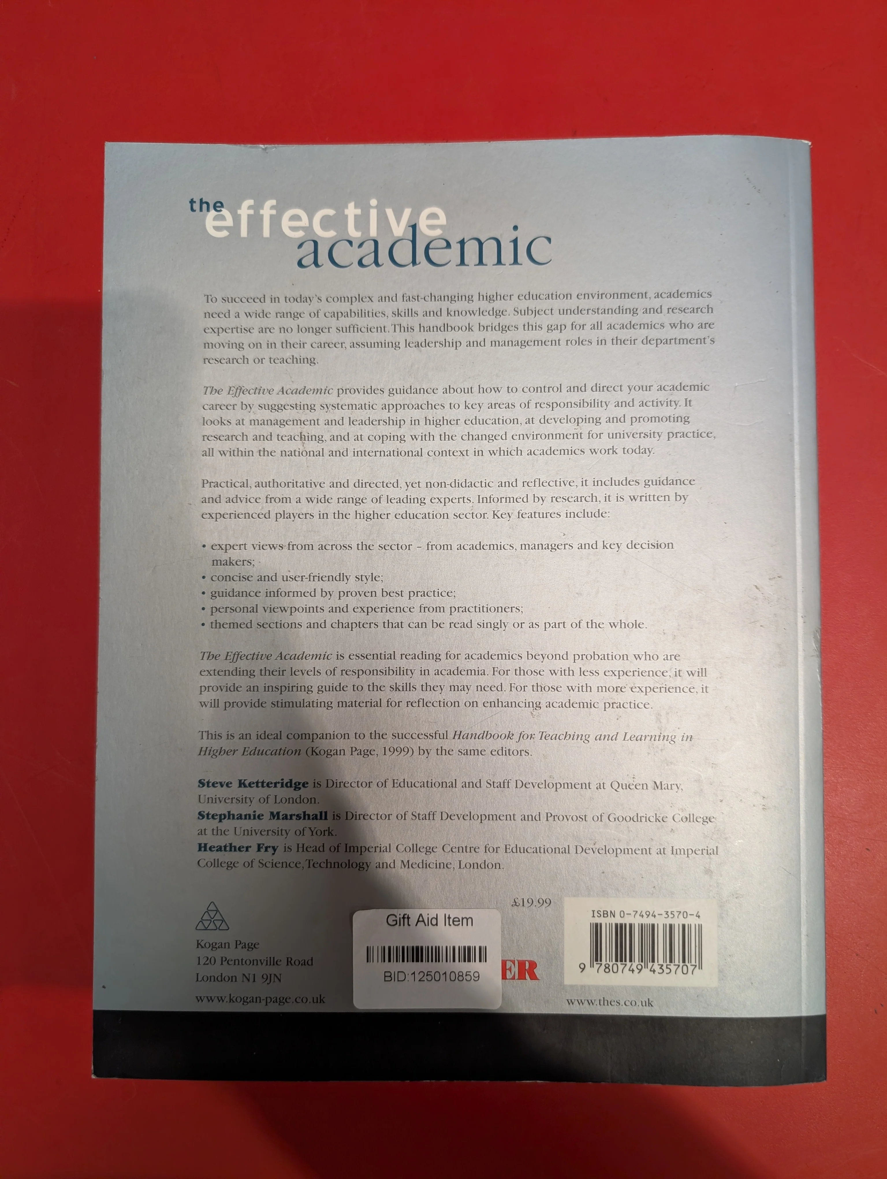 The Effective Academic: A Handbook for Enhanced Academic Practice by Steve Ketteridge, Stephanie Marshall & Heather Fry - Image 3