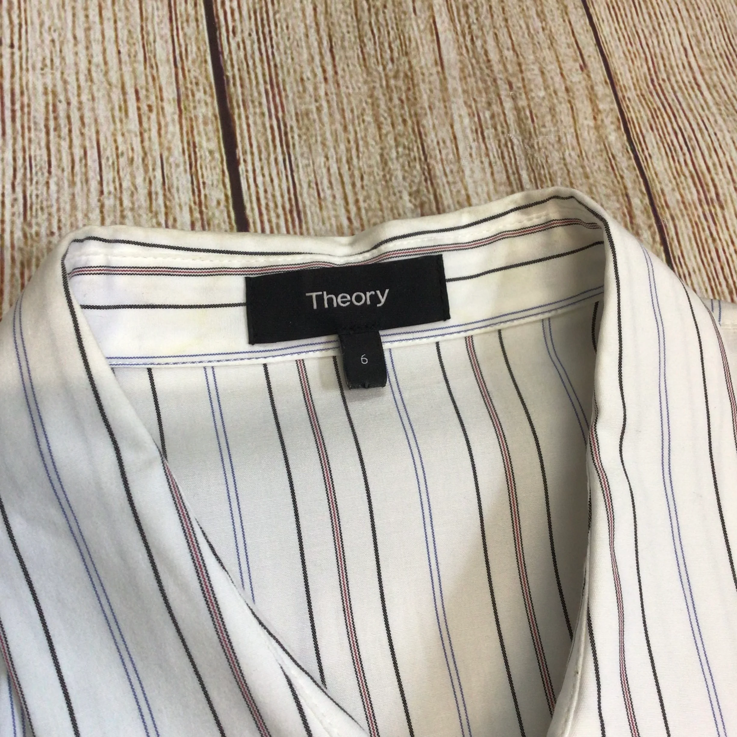 Theory Avinka White Striped Shirt Dress w/Belt & Pockets Size 6 US (10 UK) - Image 2