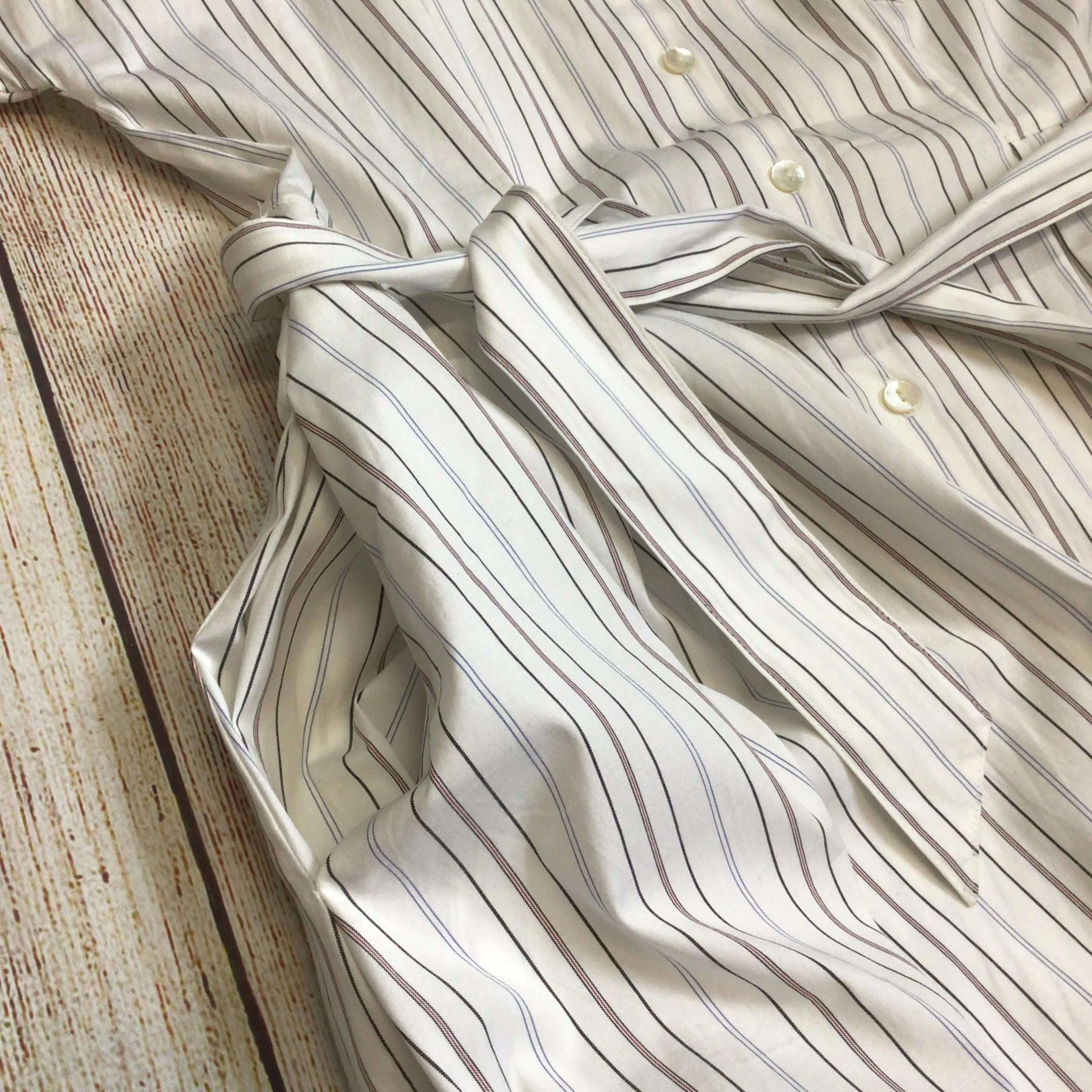 Theory Avinka White Striped Shirt Dress w/Belt & Pockets Size 6 US (10 UK) - Image 3