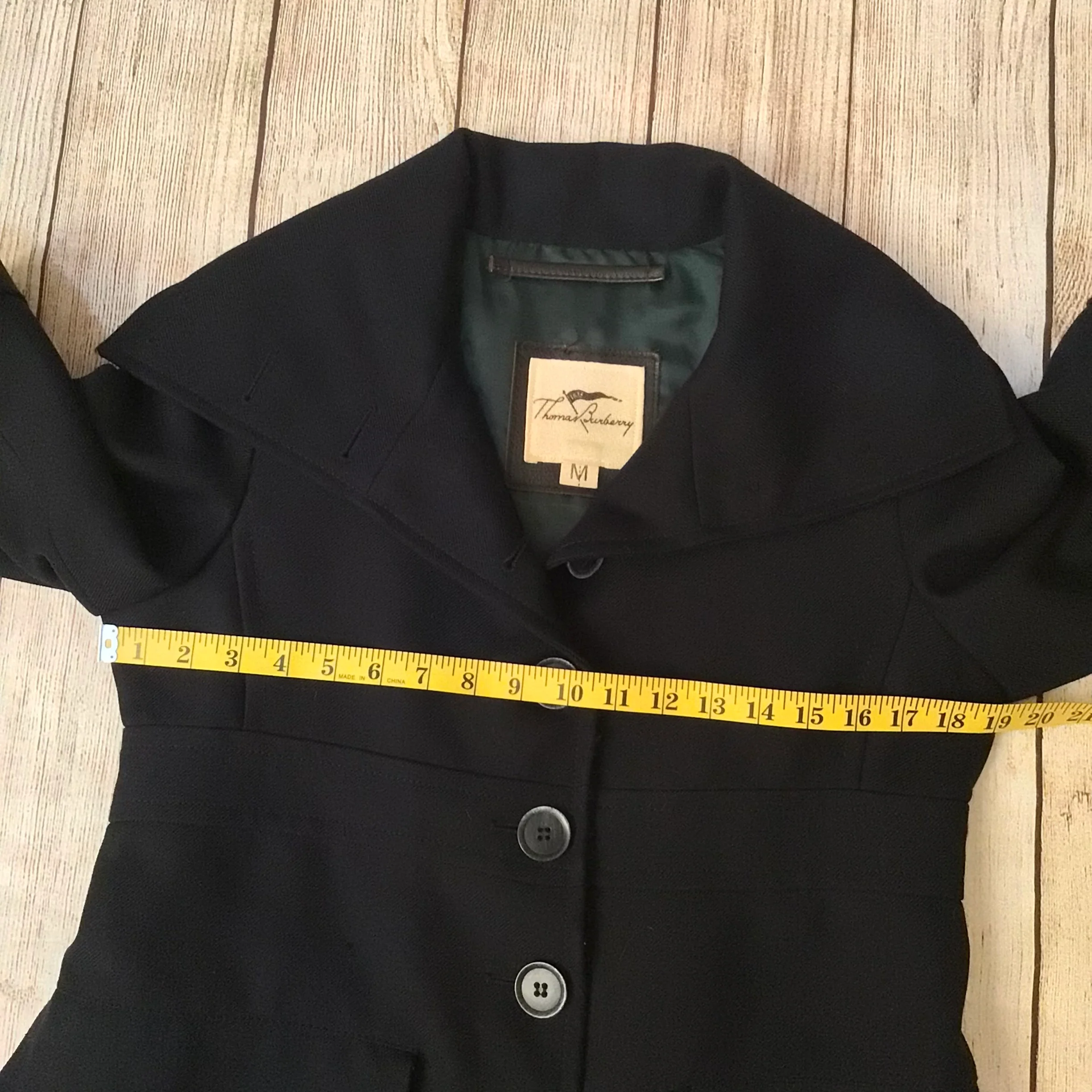 Thomas Burberry Navy Blue Short Sleeve Coat Size M - Image 14