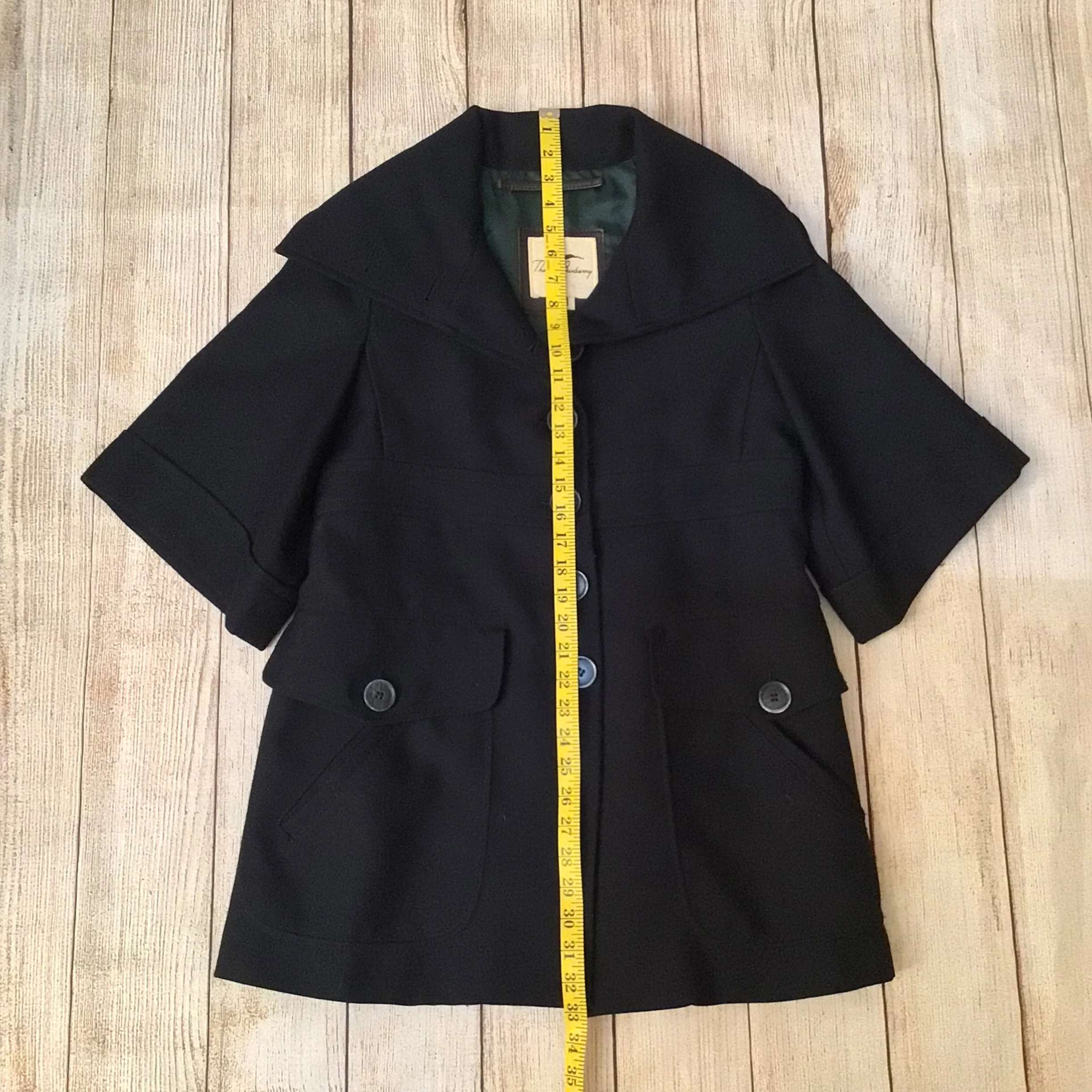 Thomas Burberry Navy Blue Short Sleeve Coat Size M - Image 15