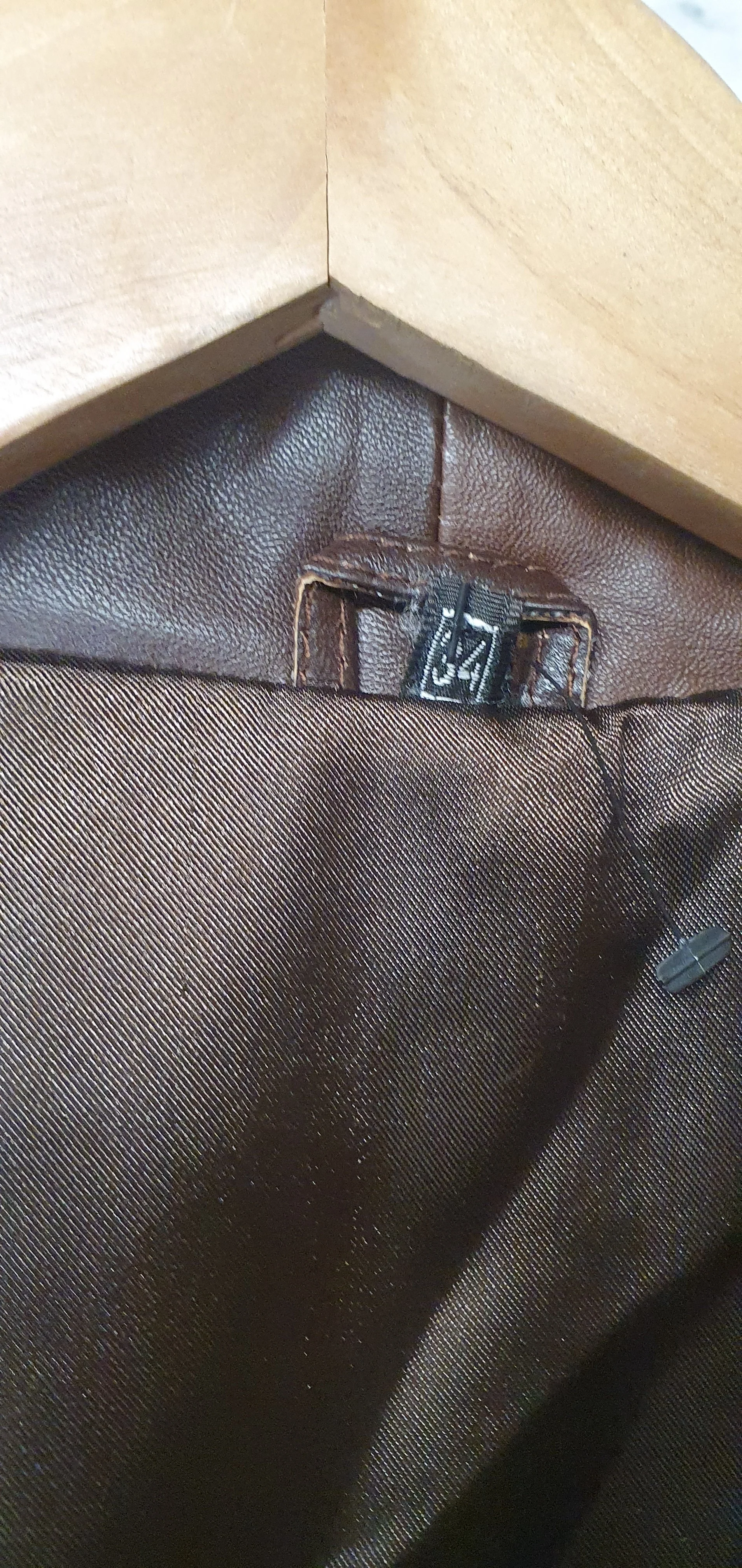 Tunc Brown Patchwork Leather Coat Size Medium - Image 5