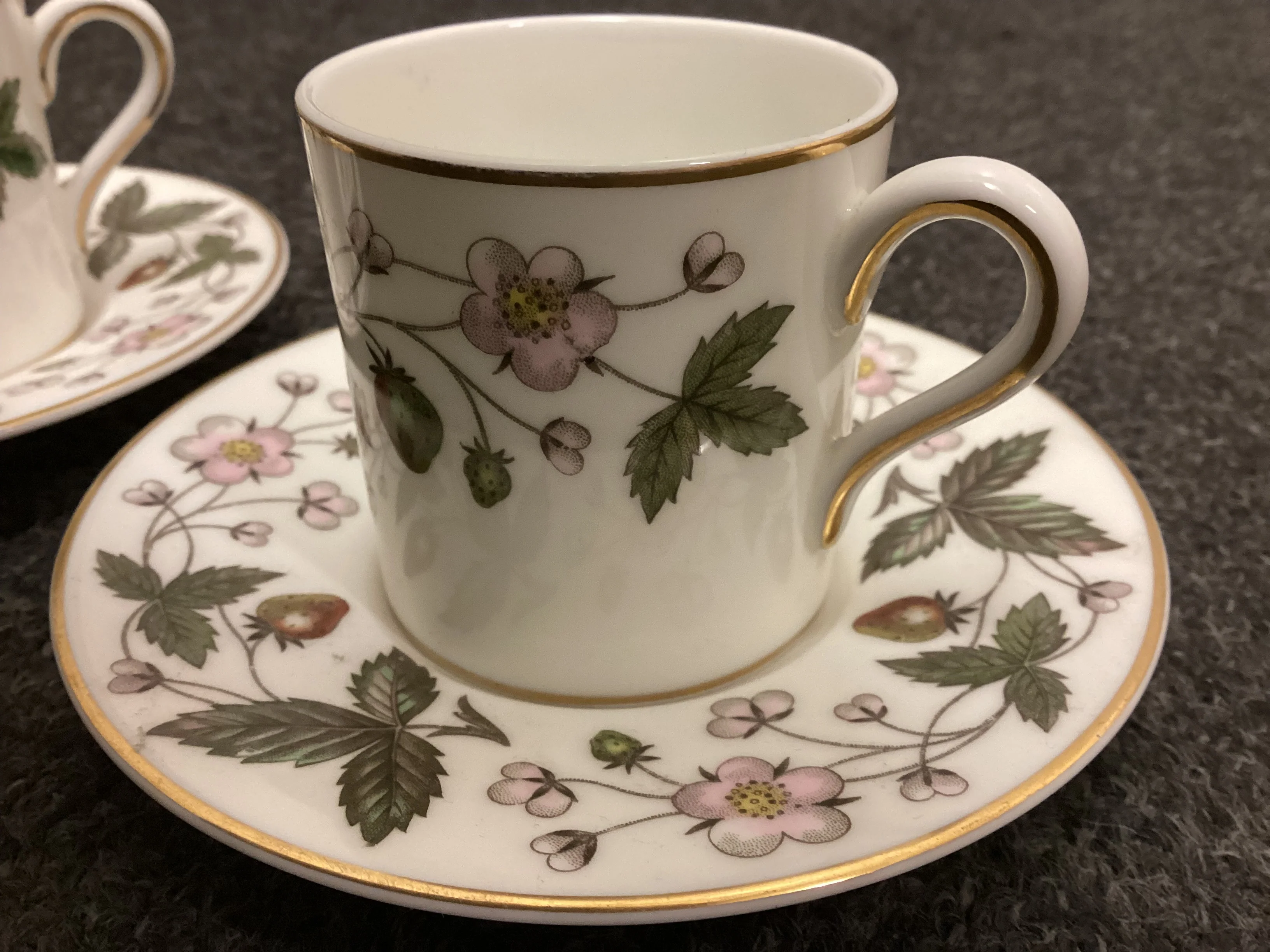Two Wedgwood Strawberry Hill Espresso Coffee Cups and Saucers - Bone China - Image 2