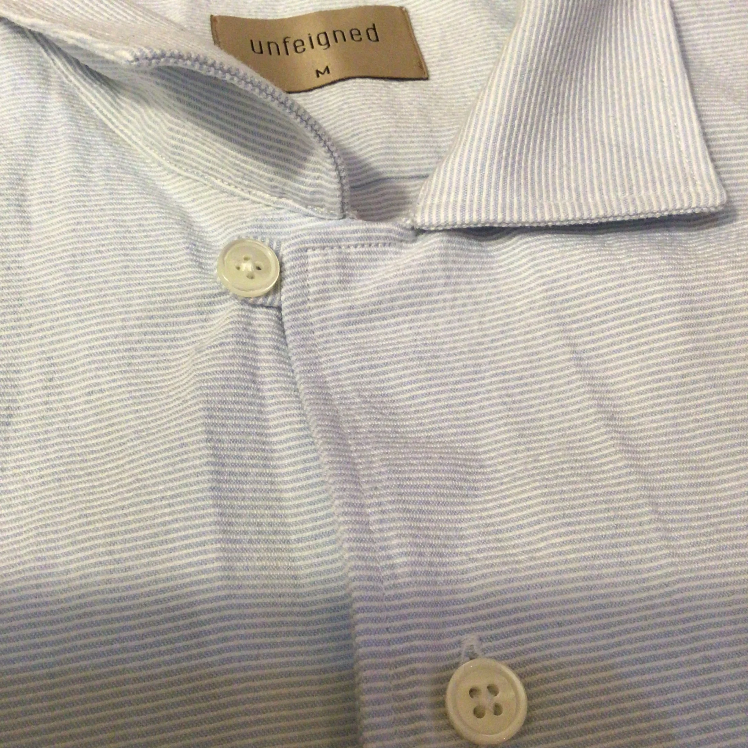 Unfeigned Light Blue Stripe Short Sleeve Shirt Size M - Image 4