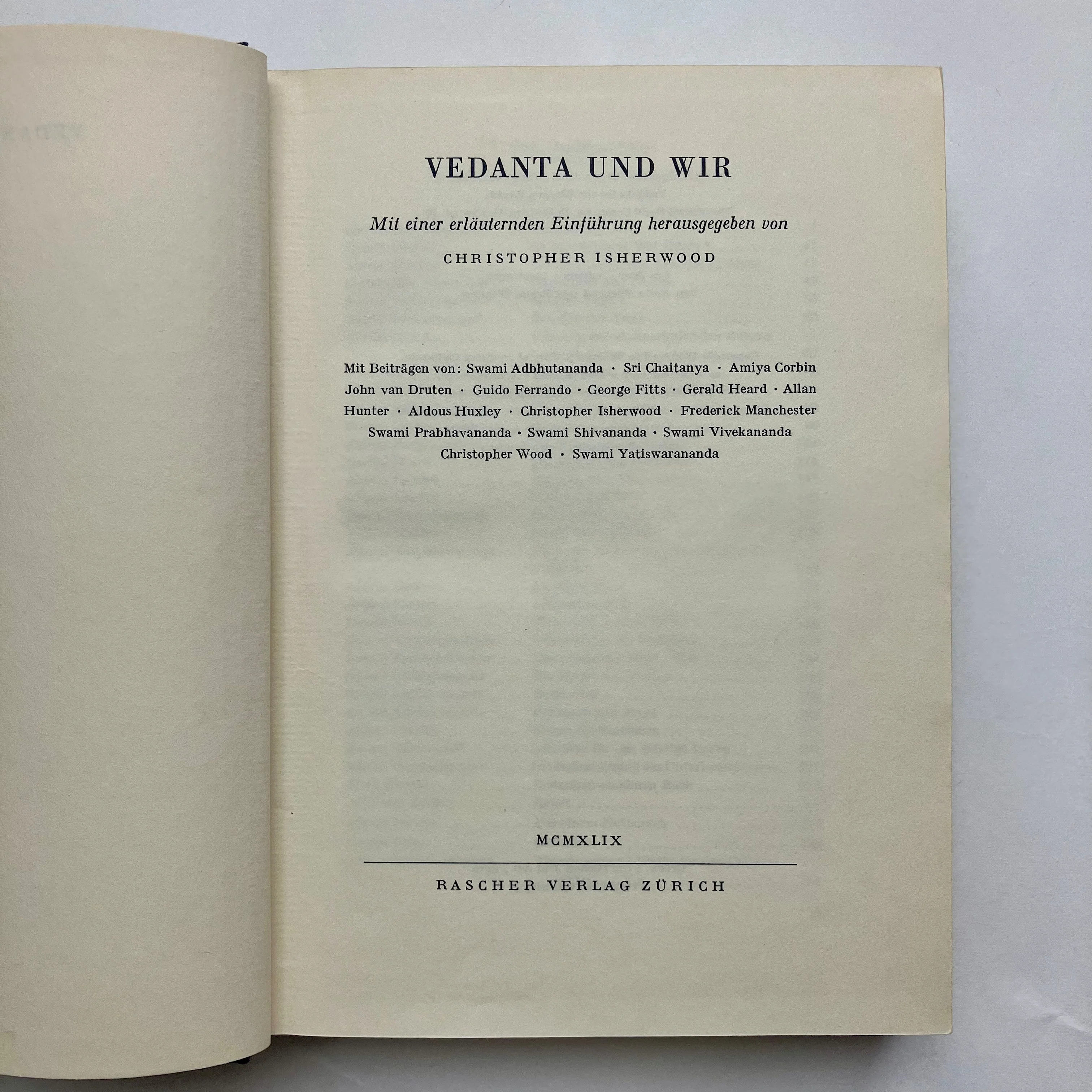 Vedanta und Wir by Christopher Isherwood 1949 first edition hardback - Image 2