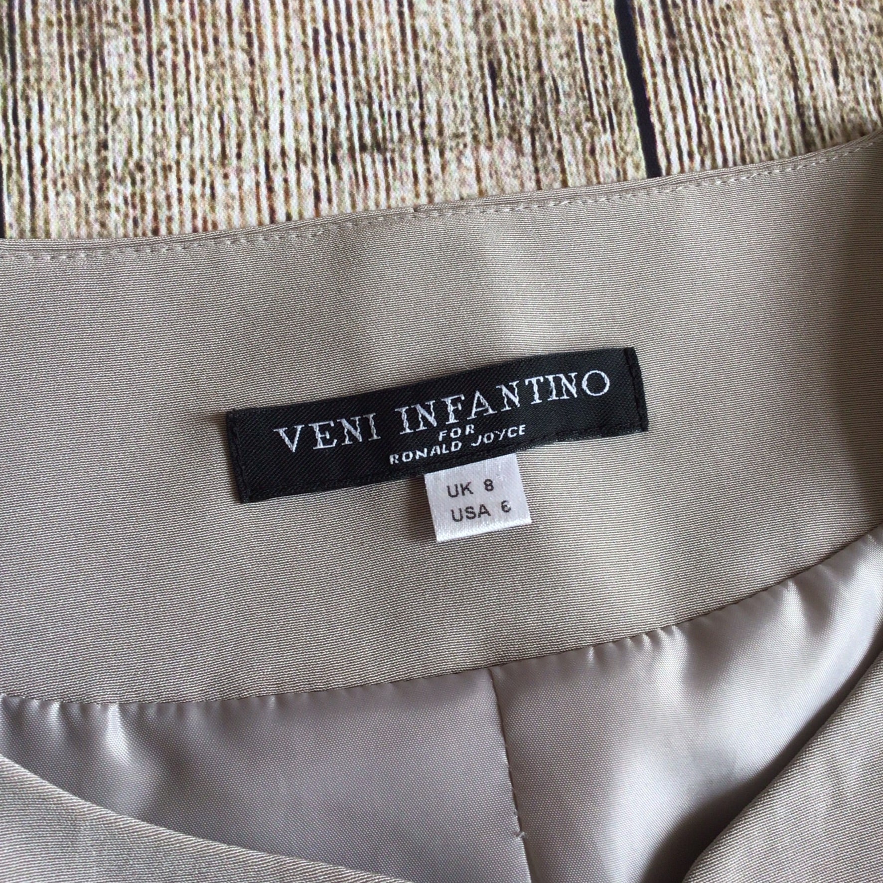 Veni Infantino for Ronald Joyce Grey & Cream Beaded Dress & Coat 2 Piece Size 8 UK - Image 14