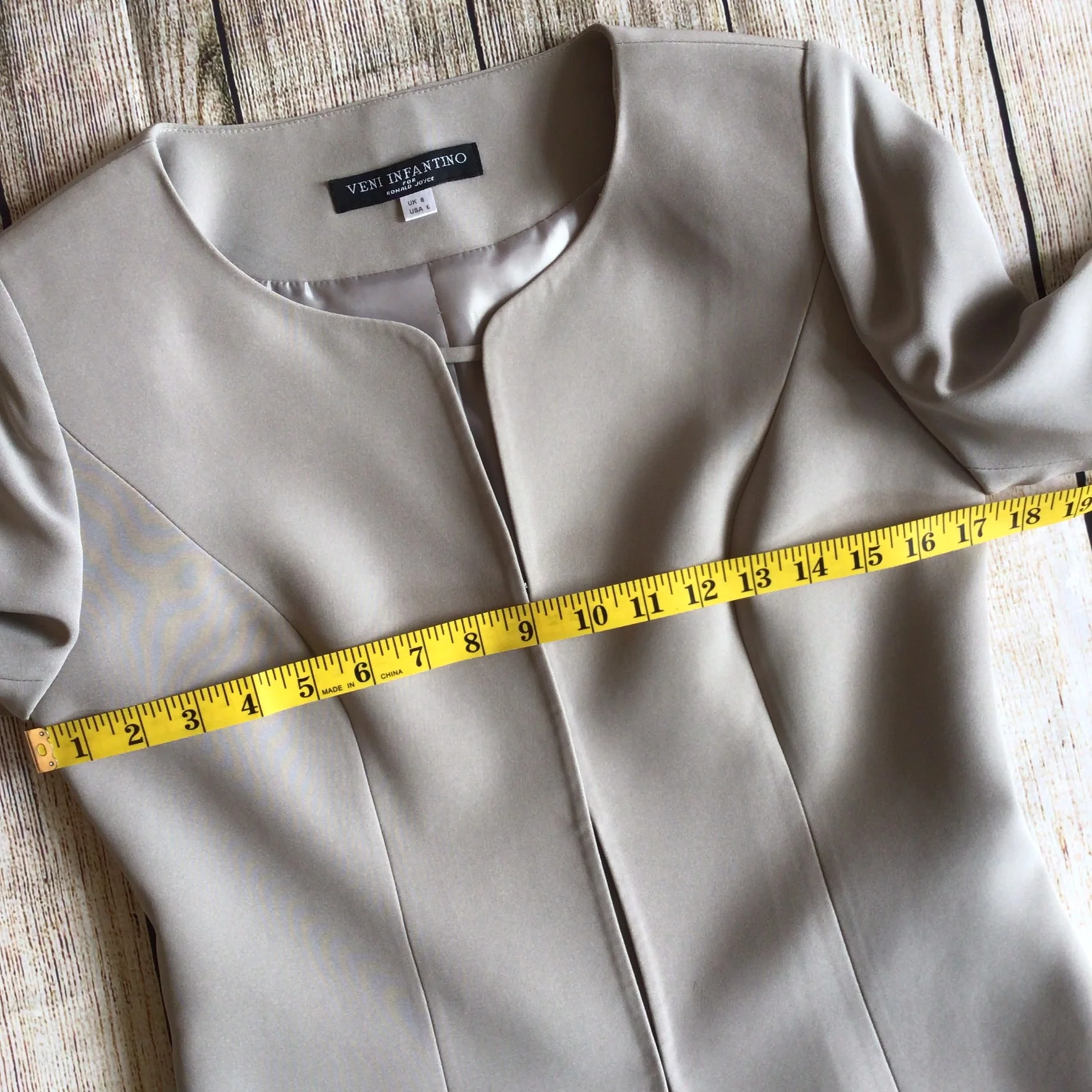 Veni Infantino for Ronald Joyce Grey & Cream Beaded Dress & Coat 2 Piece Size 8 UK - Image 18