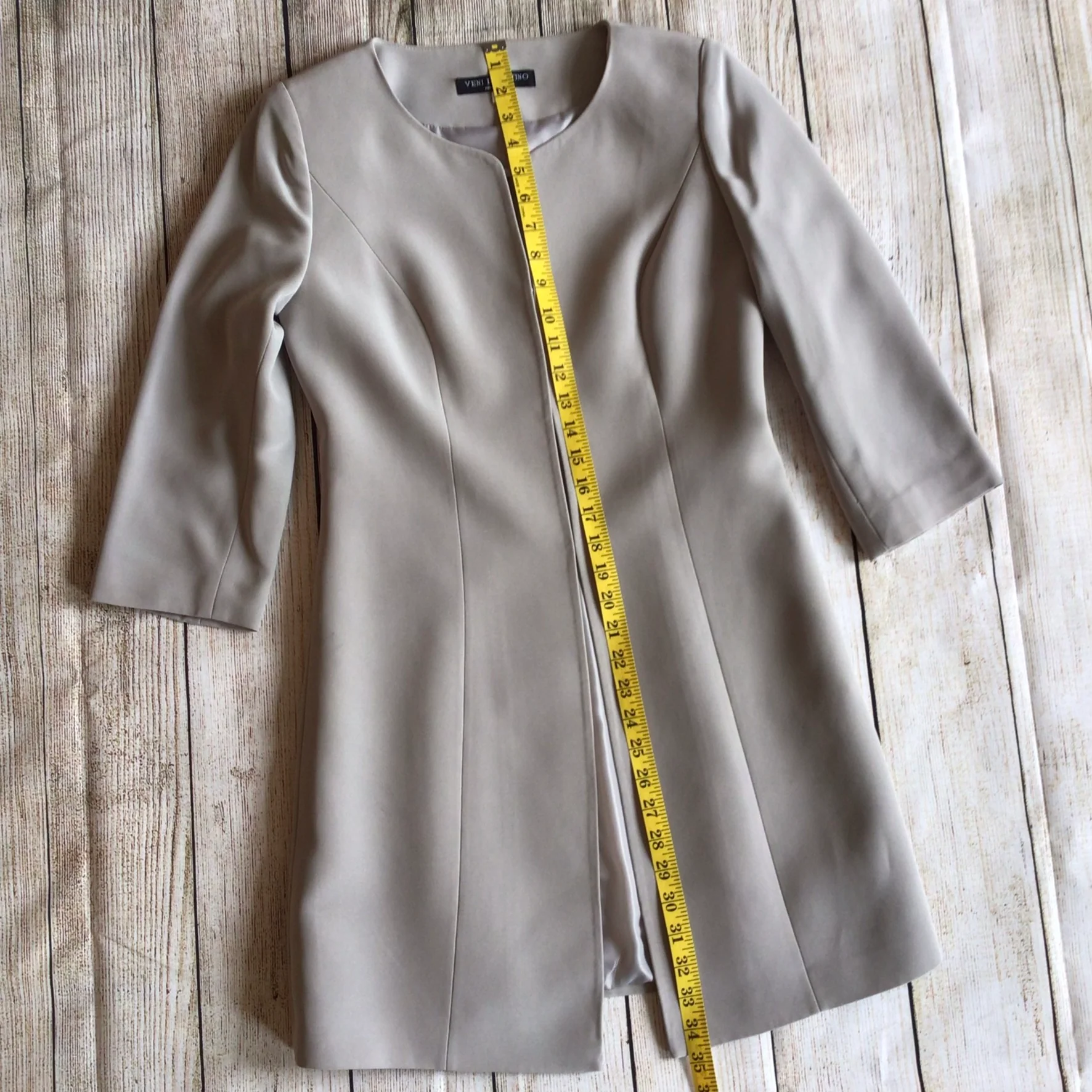Veni Infantino for Ronald Joyce Grey & Cream Beaded Dress & Coat 2 Piece Size 8 UK - Image 19