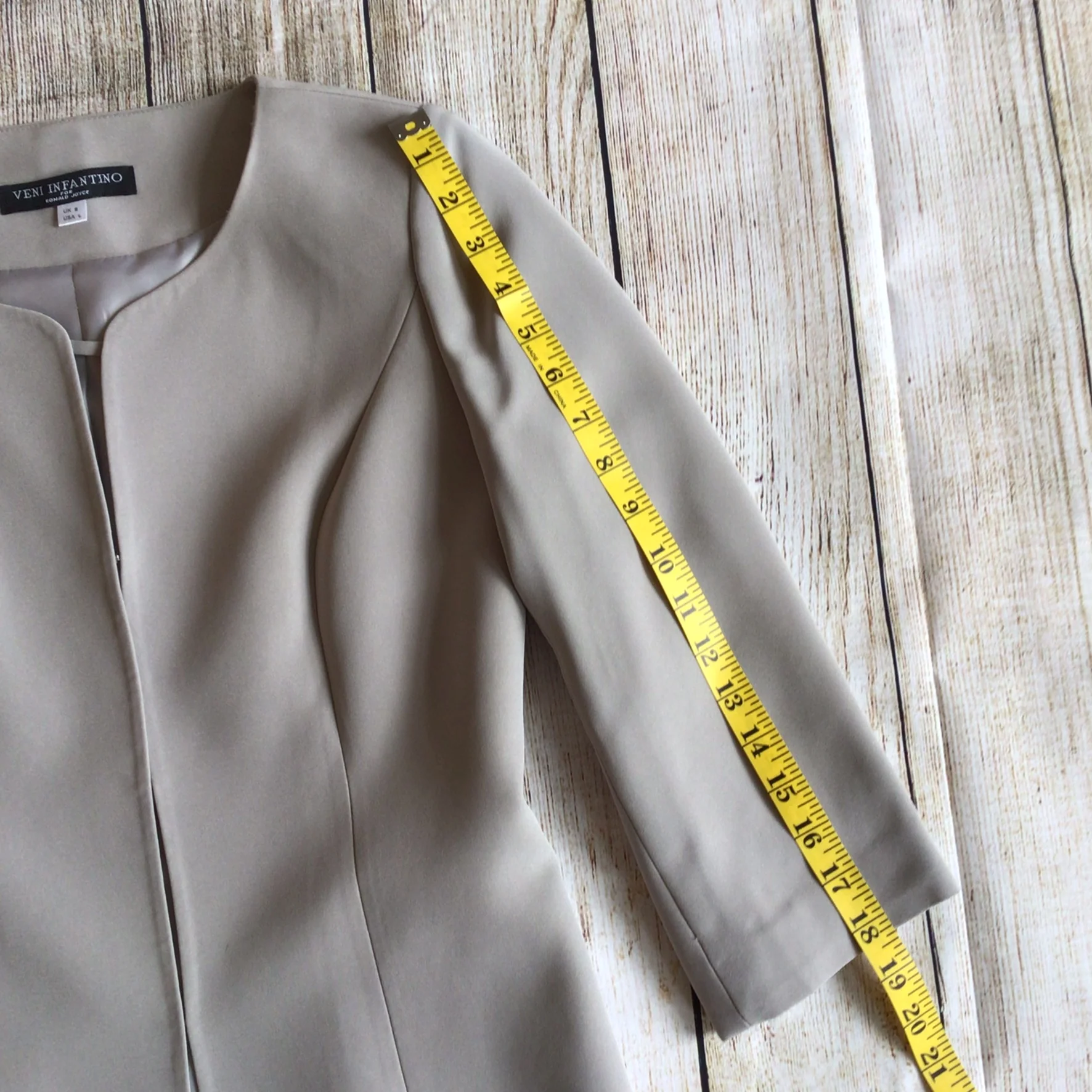 Veni Infantino for Ronald Joyce Grey & Cream Beaded Dress & Coat 2 Piece Size 8 UK - Image 20