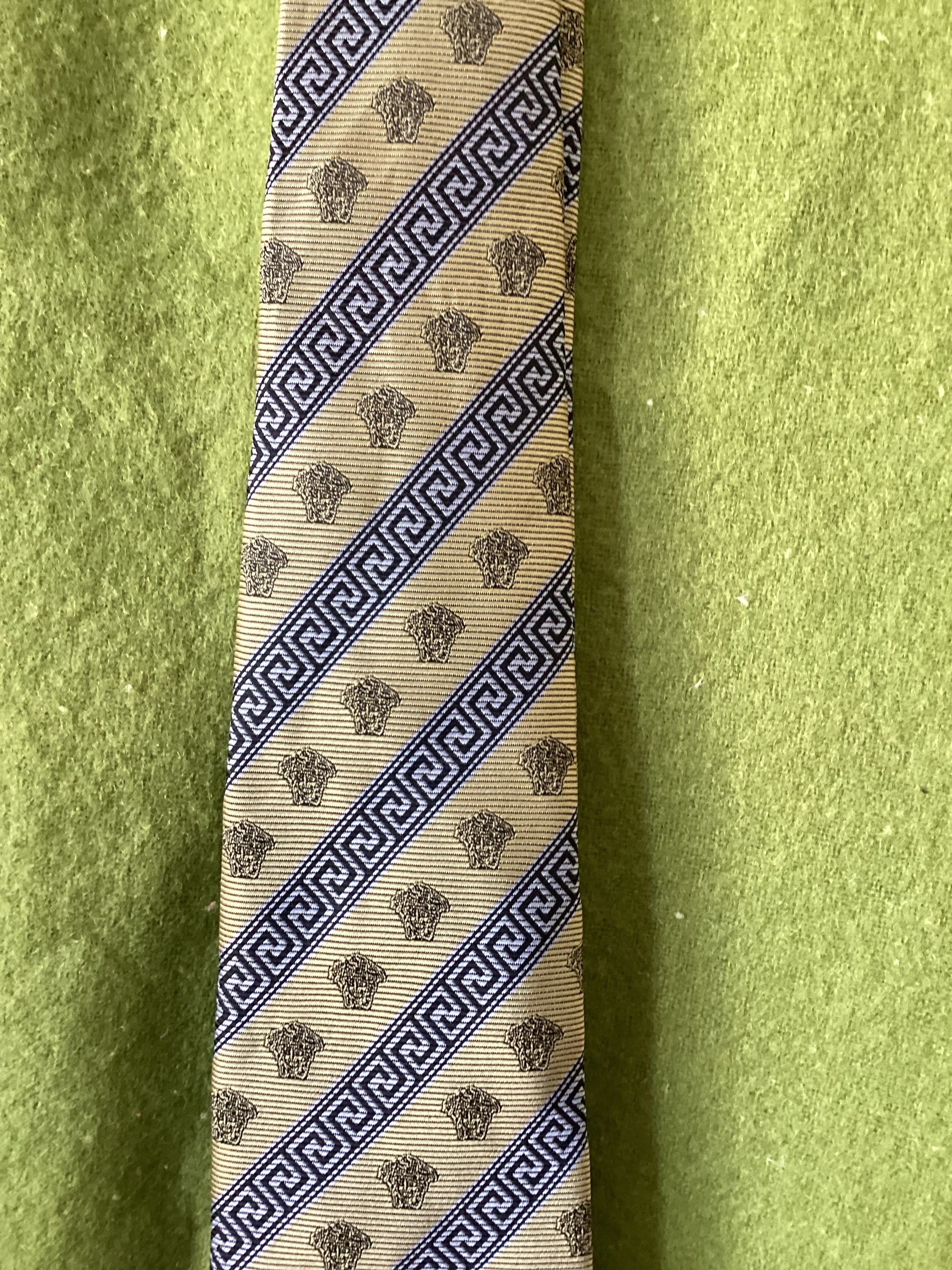 Versace Classic Greek Geometric Pattern Silk Tie - Image 2