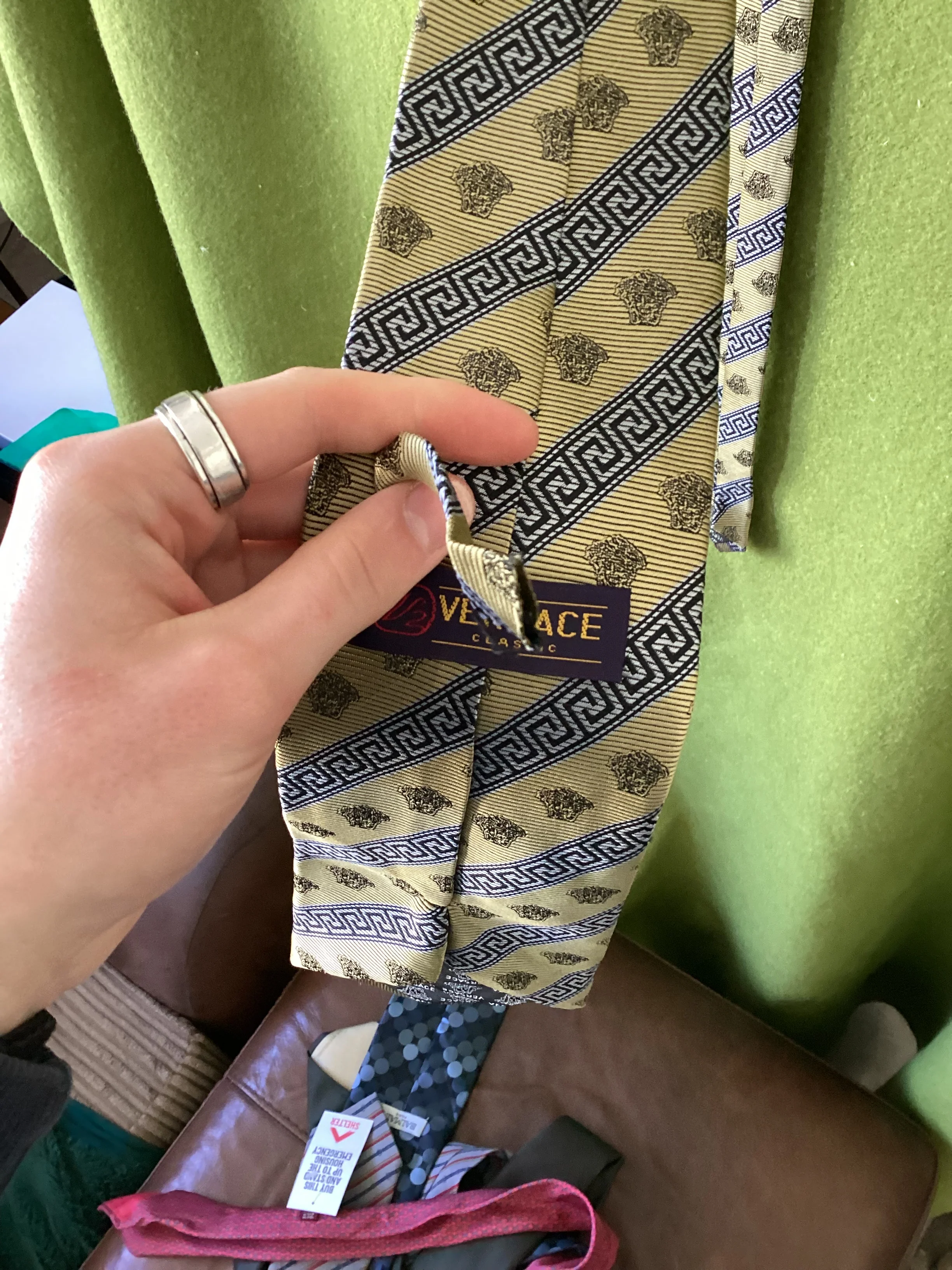 Versace Classic Greek Geometric Pattern Silk Tie - Image 4