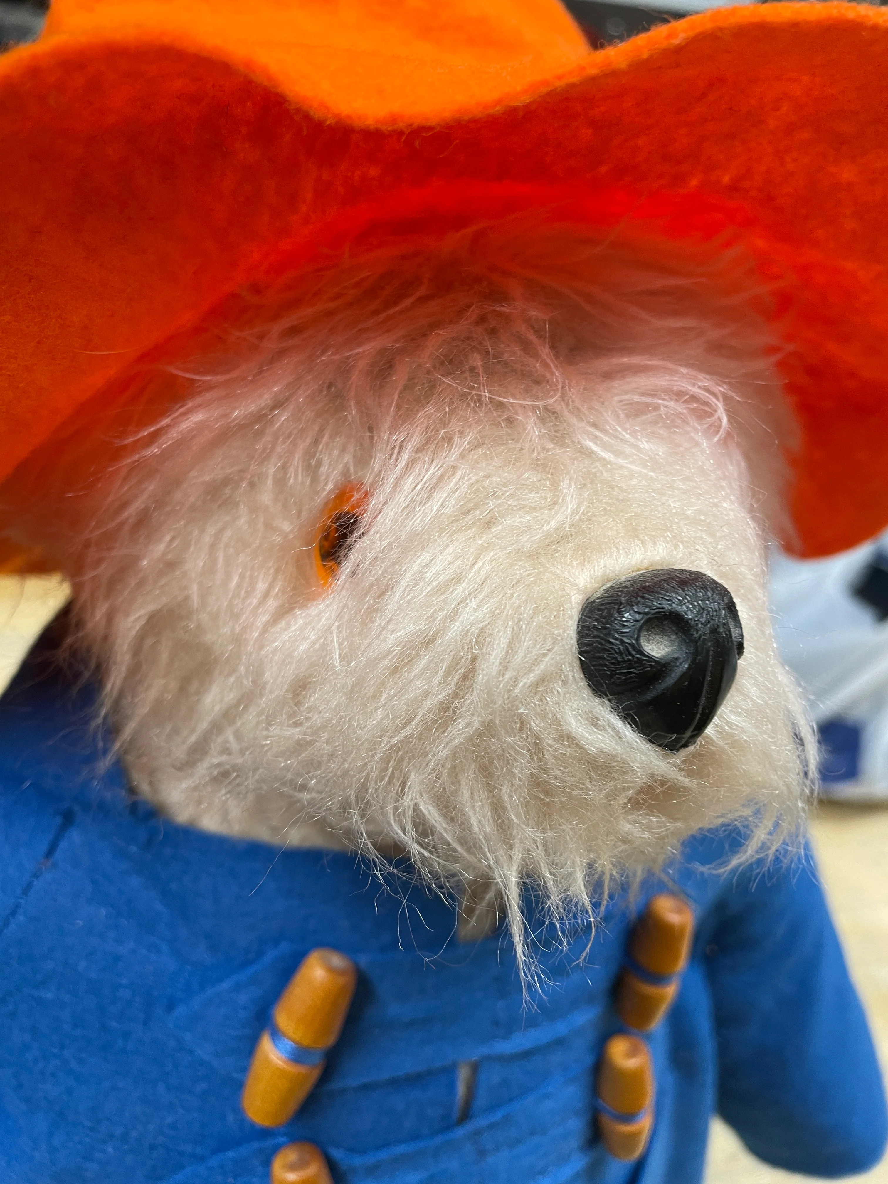 Vintage 1970s Gabrielle Designs Paddington Bear Blue Coat Yellow Dunlop Wellies Orange Hat - Image 2