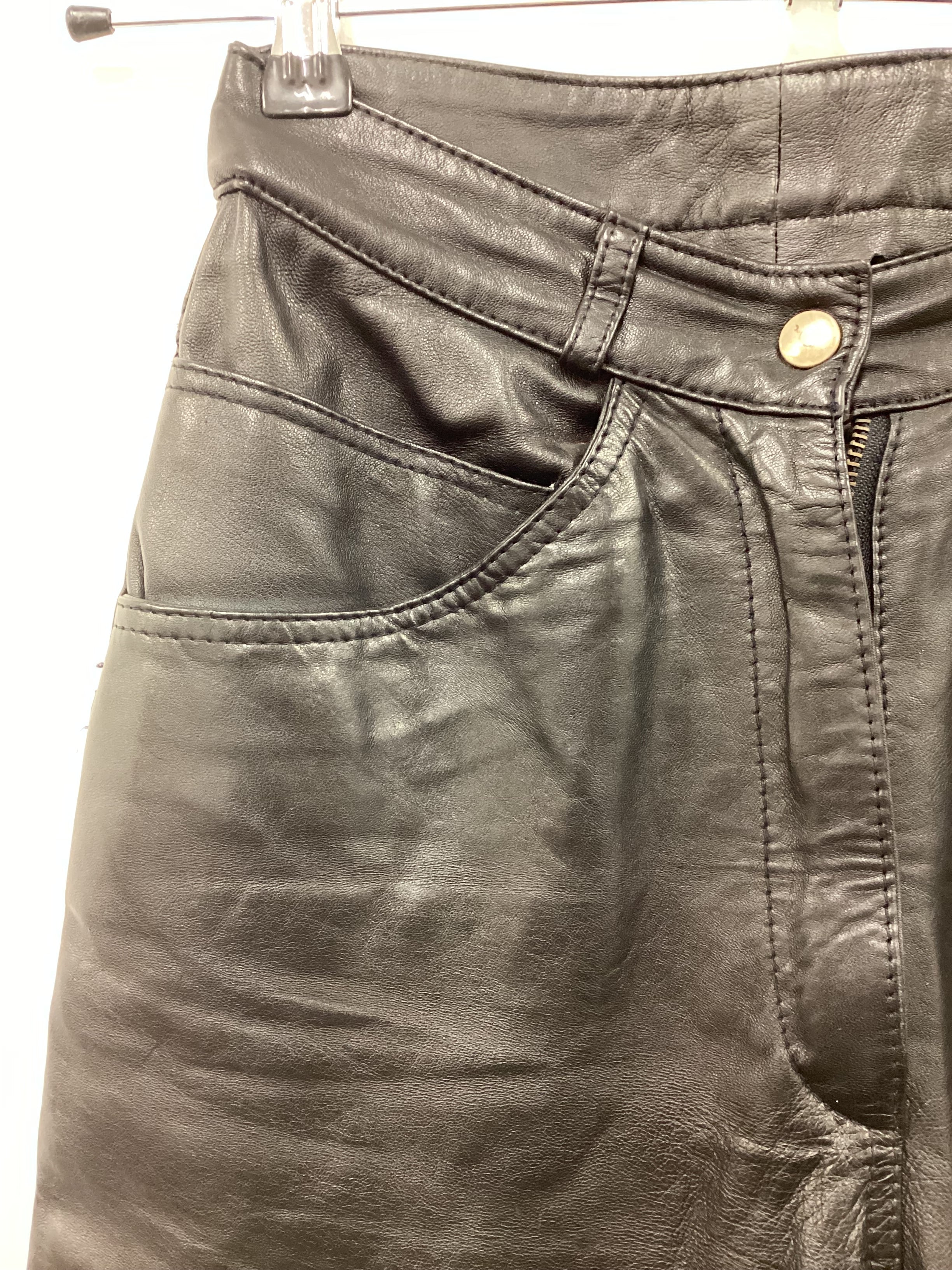 Vintage 90’s Y2K Black Leather Pants Size Small 24” Waist - Image 4