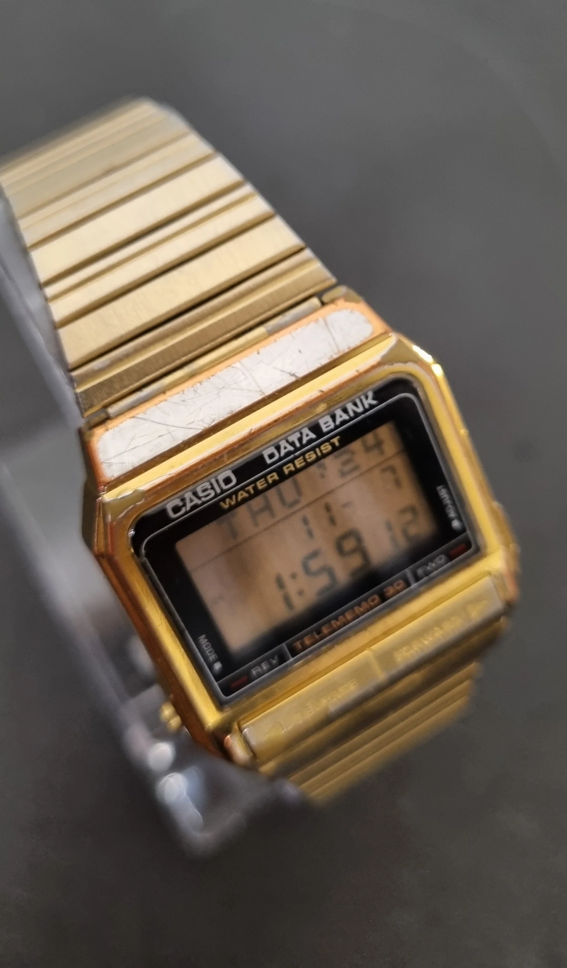 Vintage Casio Data Bank DB-310 Digital Gold Adjustable Wrist Watch - Image 3