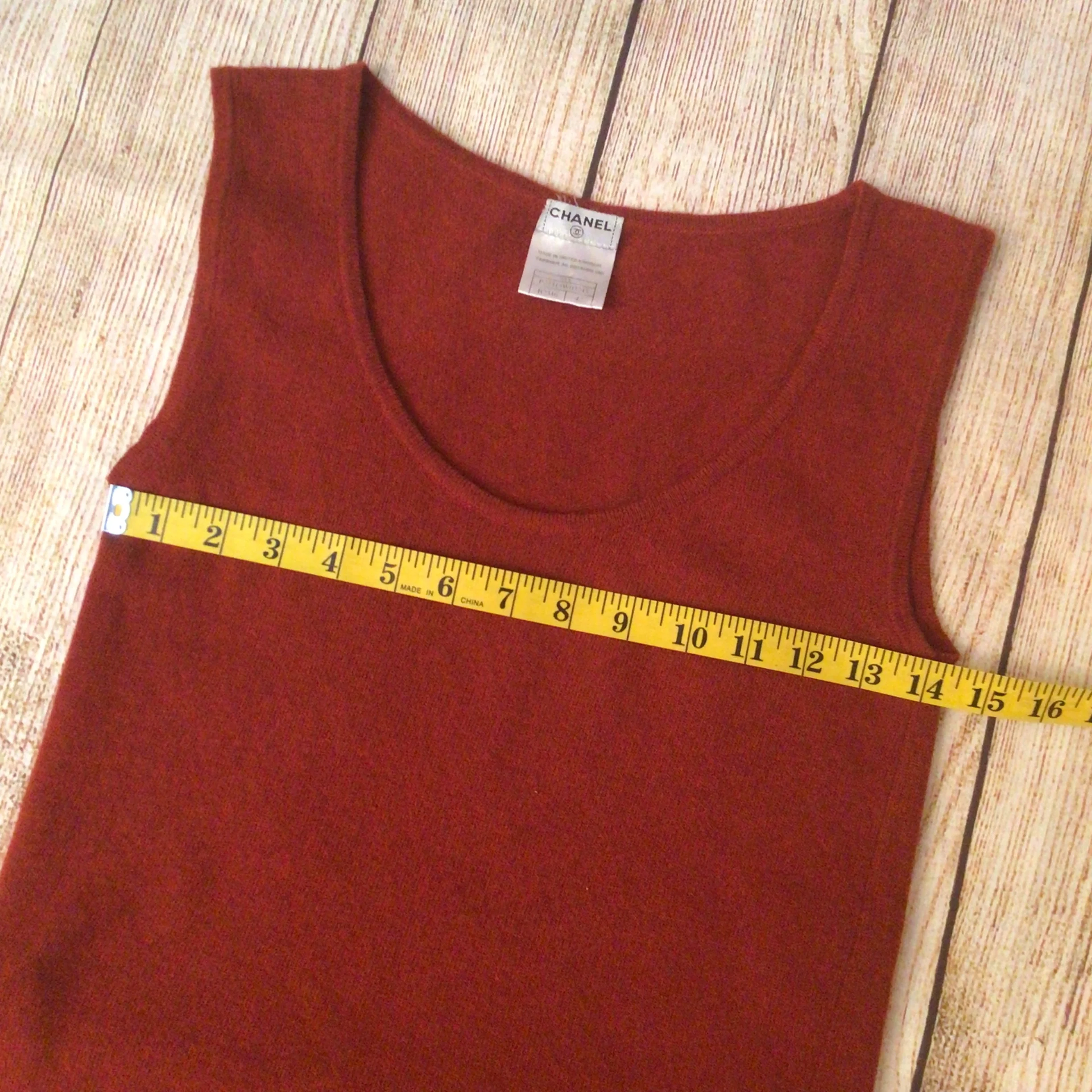 Vintage Chanel Rust Brown Knitted 100% Cashmere Top Size 42 (P22313W03243) - Image 12